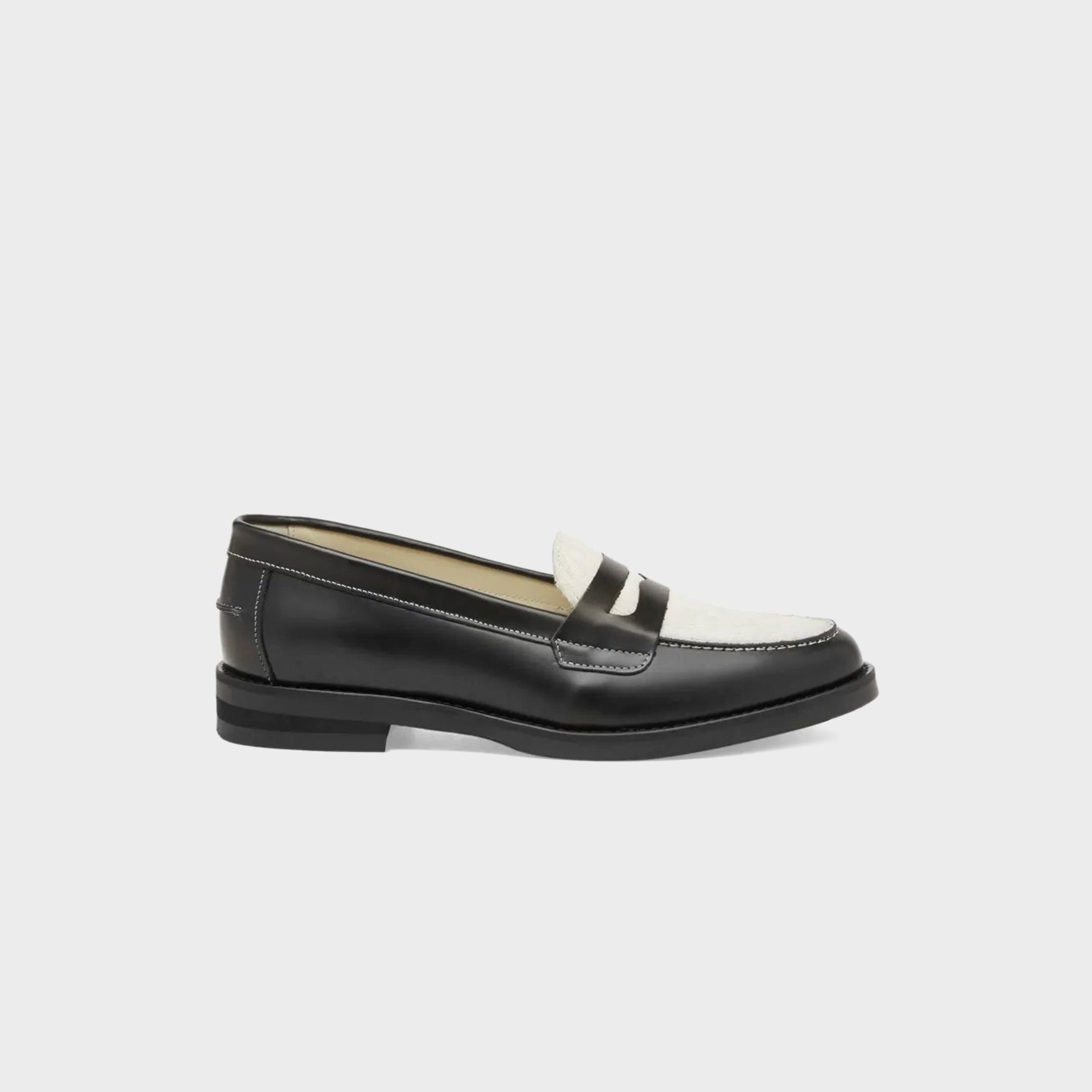 Duke & Dexter WMNS Wilde Pony Penny Loafer - Black / White