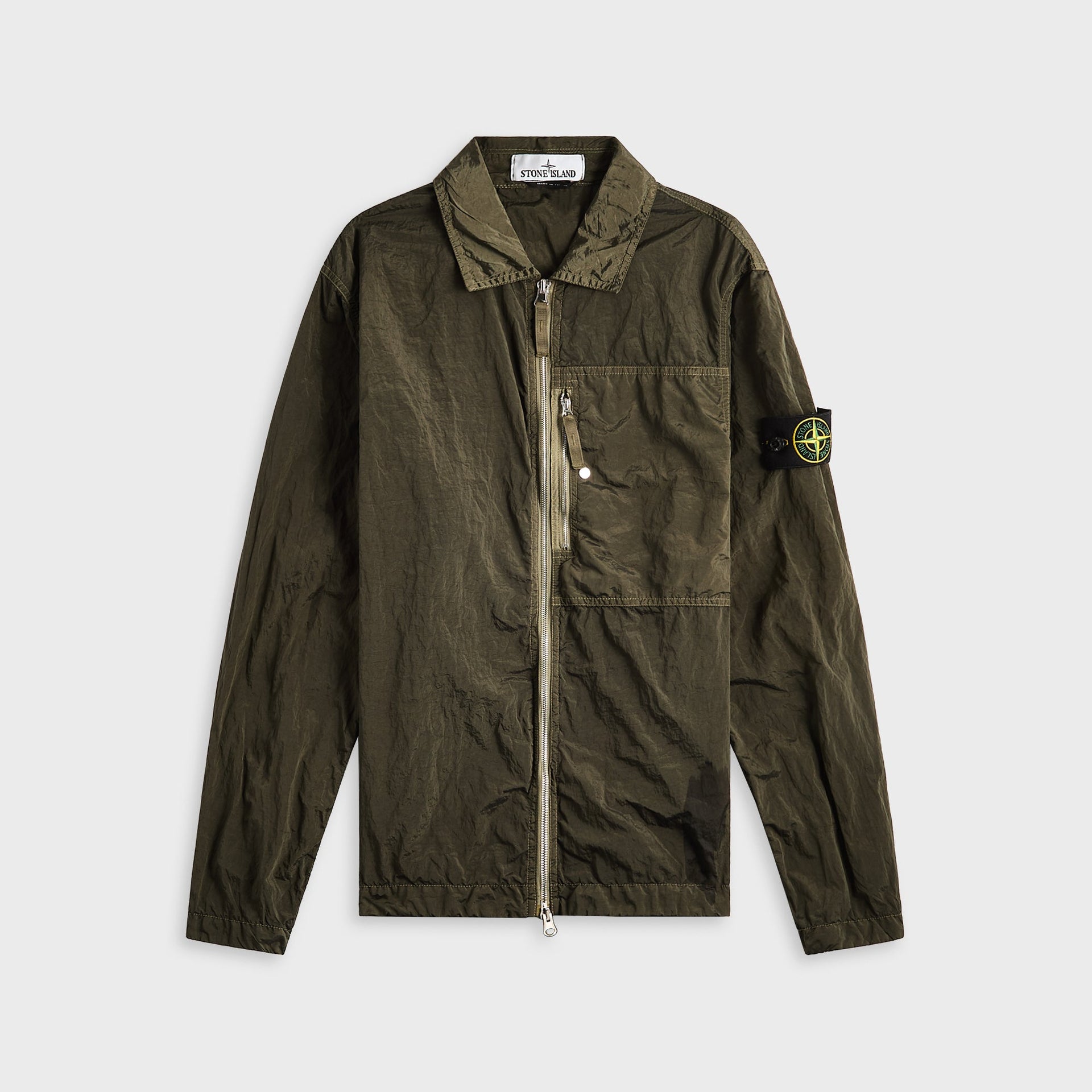 Stone Island Nylon Metal Garment Dyed Shirt - Military Green