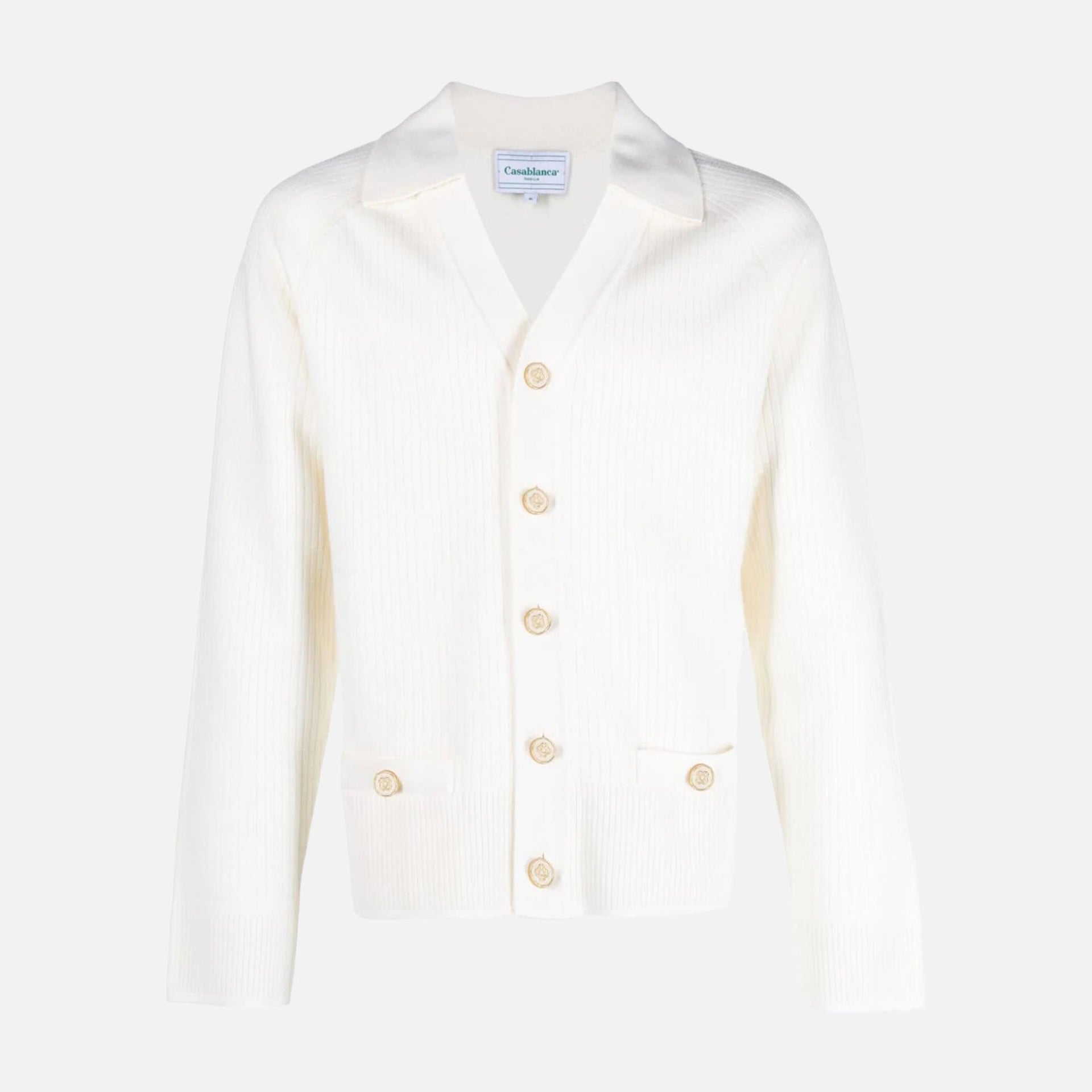 Casablanca Faux Rib Cardigan - White