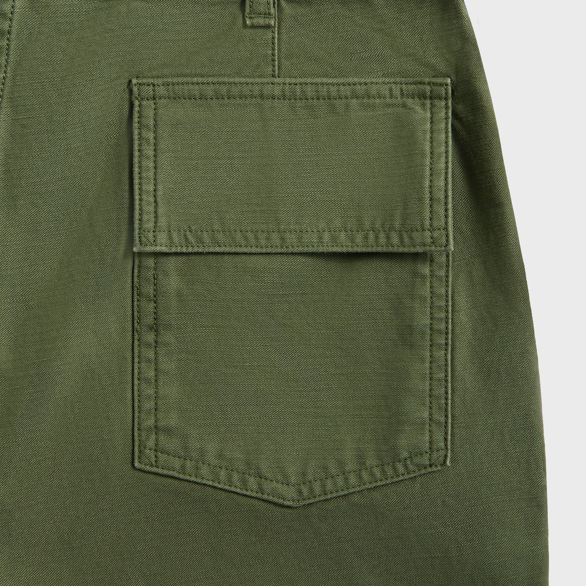 Auralee Washed Baggy Satin Bleached Baker Pants - Olive Green