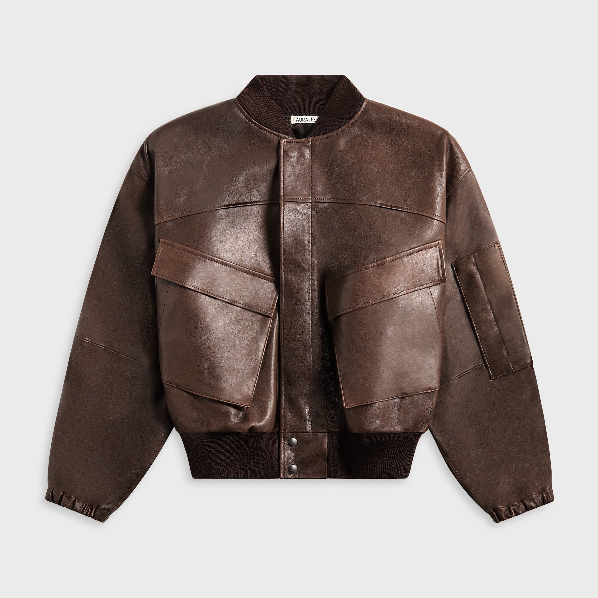 Auralee Lamb Leather Flight Blouson - Brown