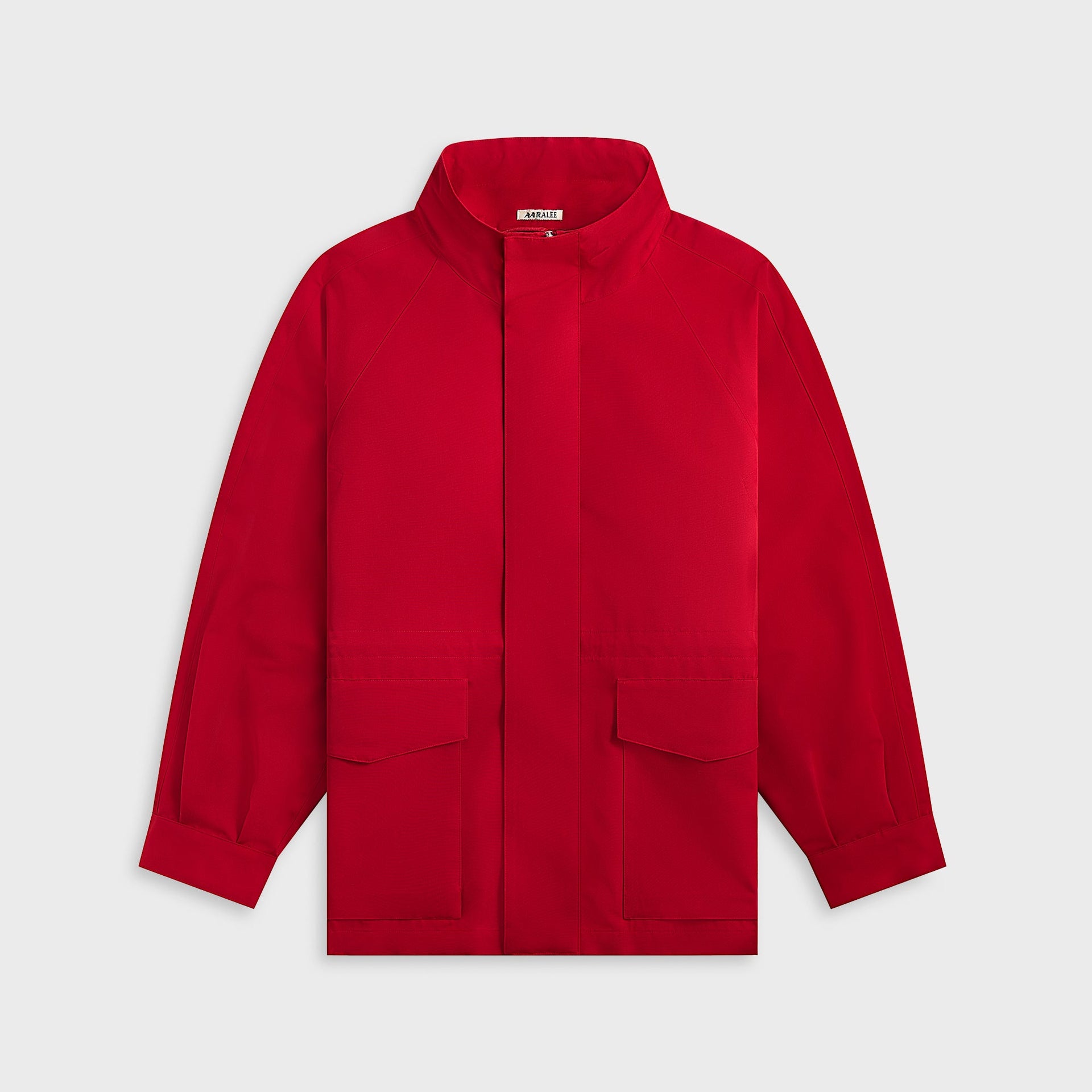 Auralee Wool Max Canvas High Neck Zip Blouson - Red