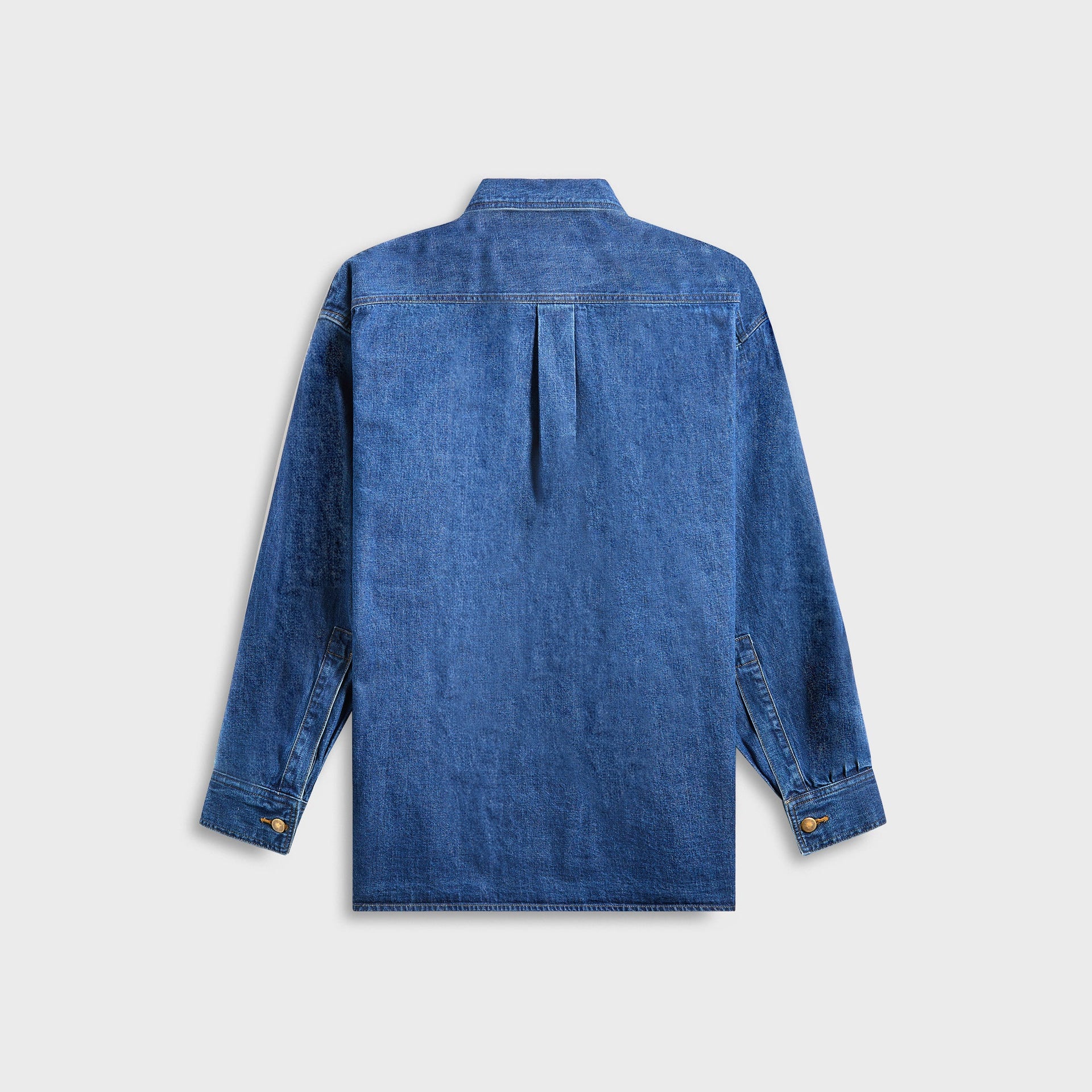 Auralee Selvedge Light OZ Denim Shirt - Medium Washed Indigo