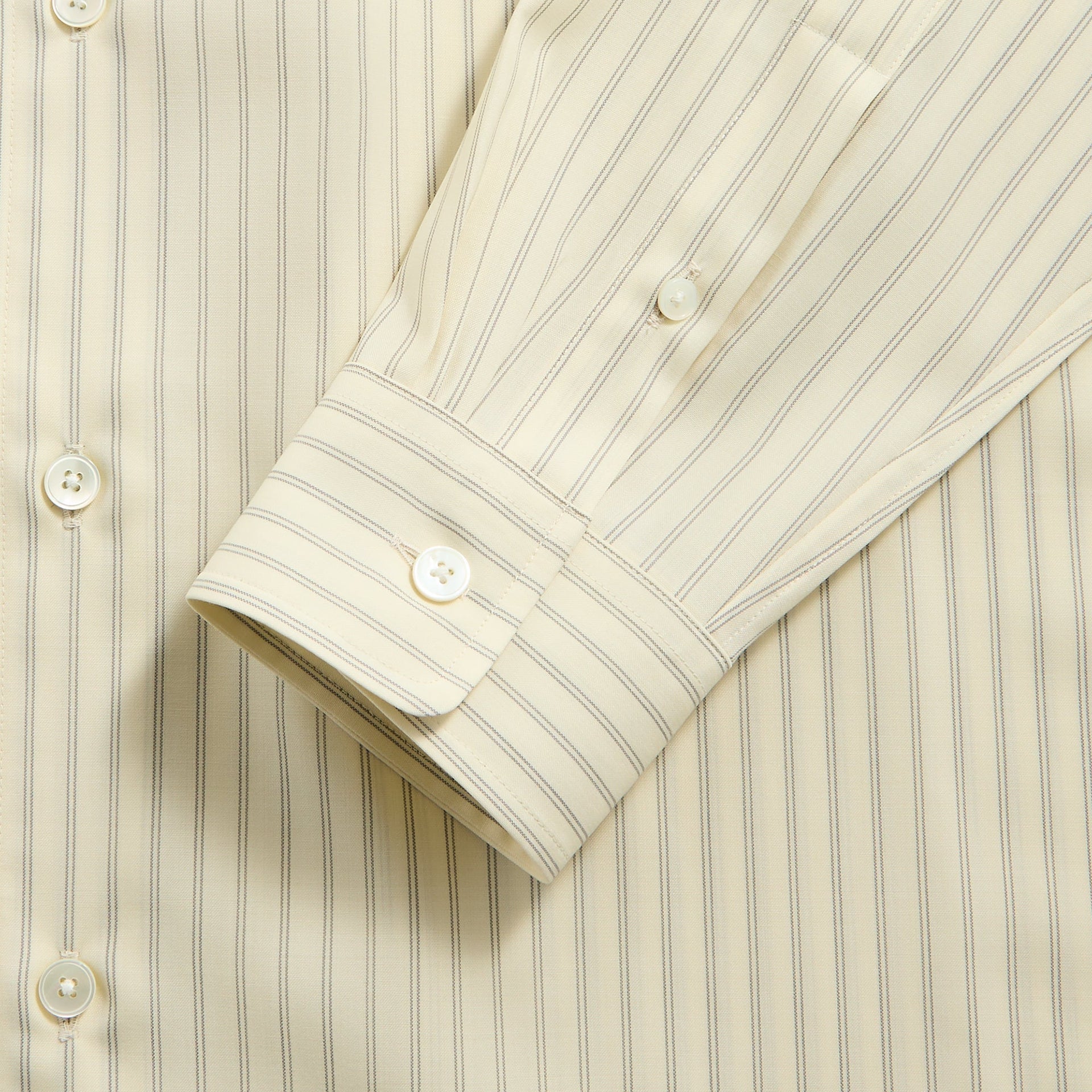 Auralee Super Fine Wool Stripe Shirt - Ivory Stripe