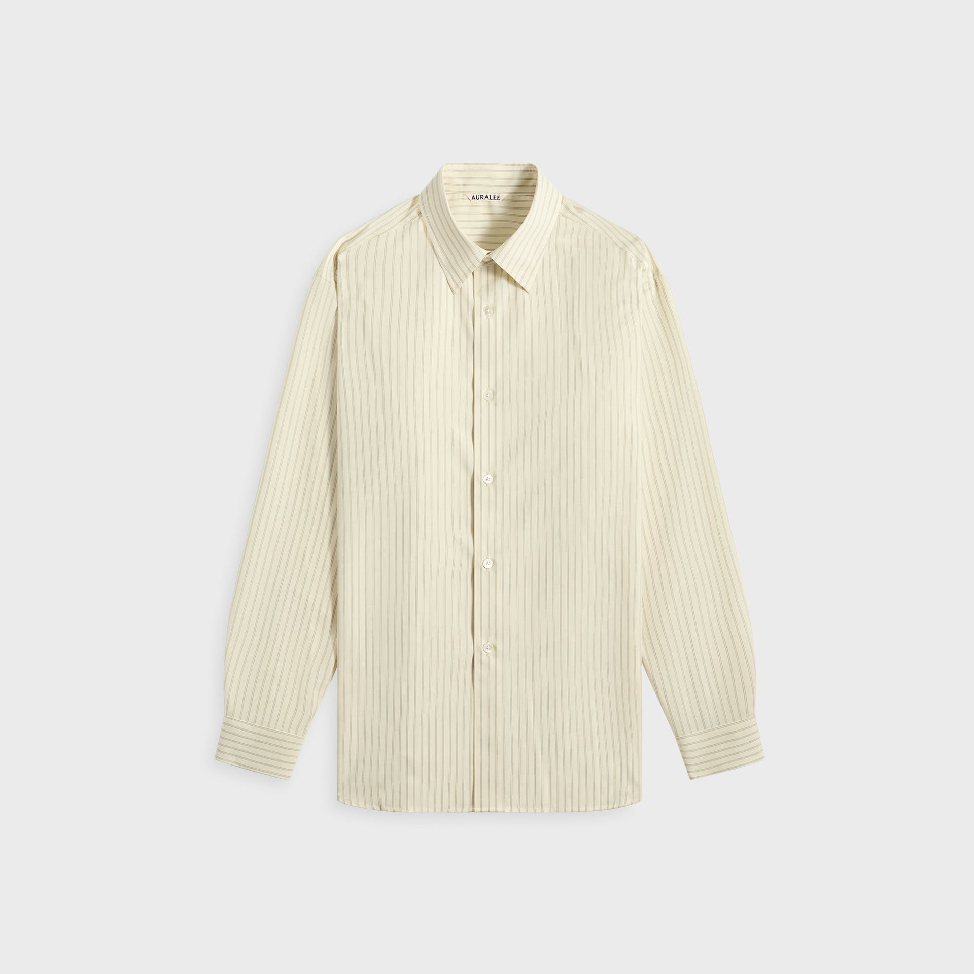Auralee Super Fine Wool Stripe Shirt - Ivory Stripe