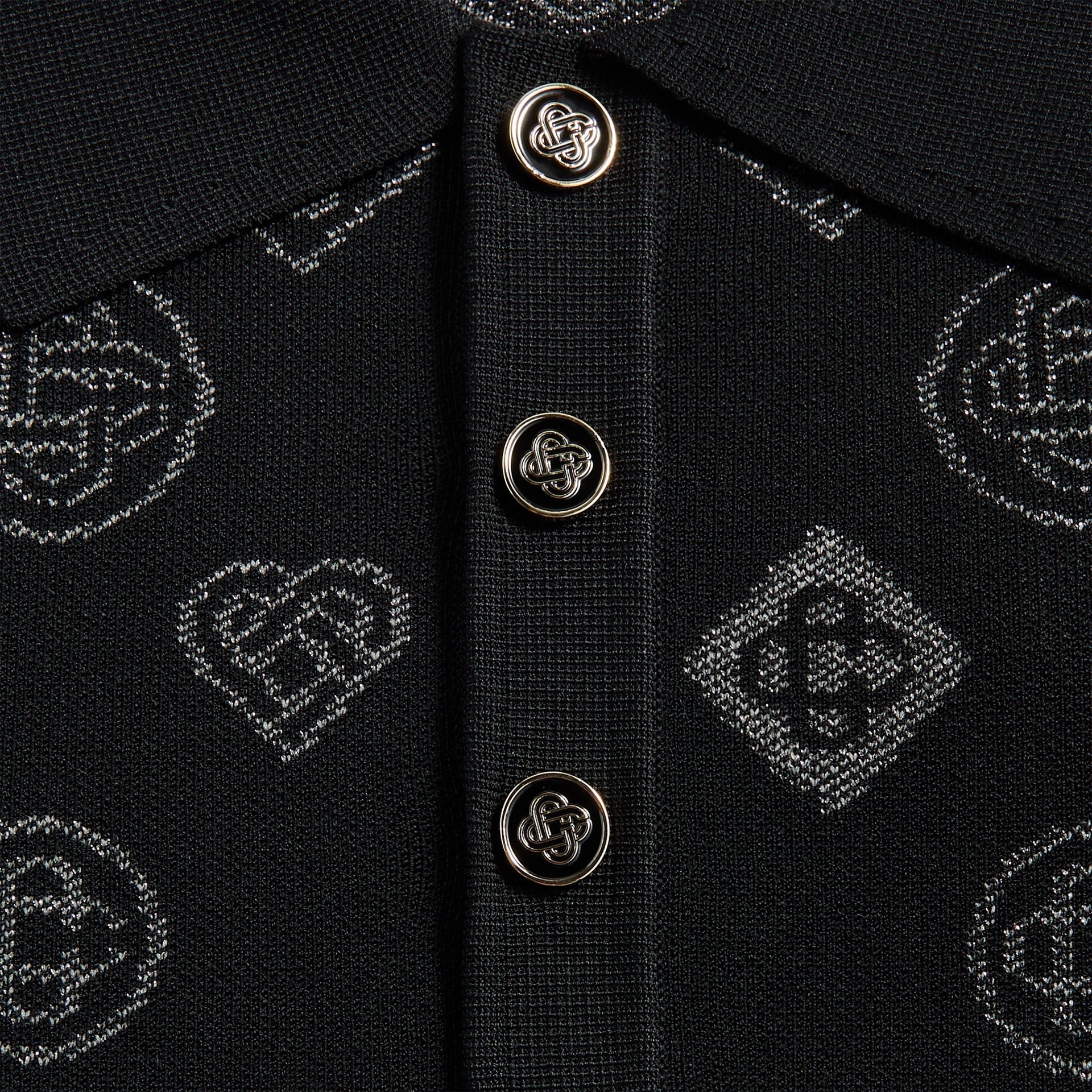 Casablanca Monogram Jacquard Polo - Black