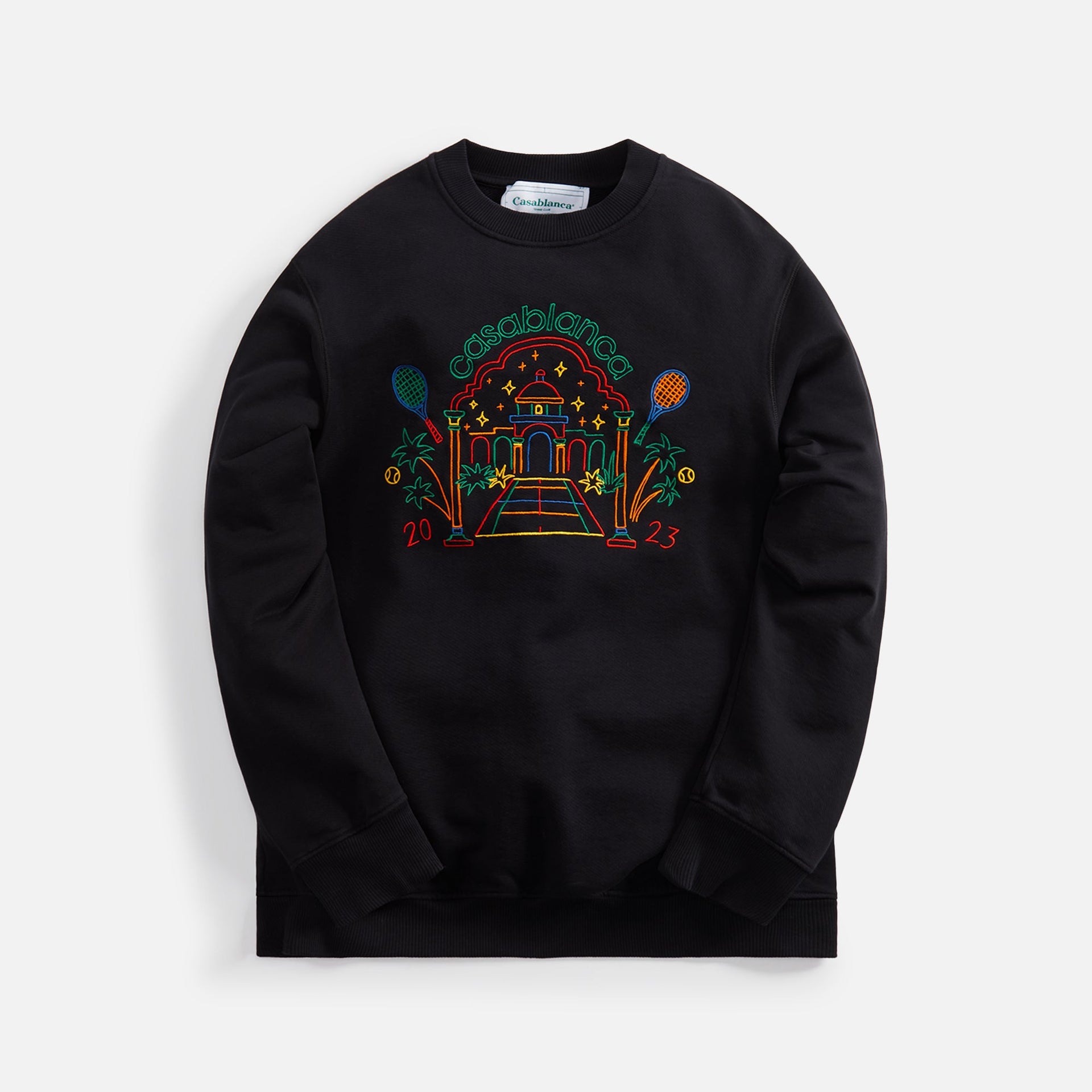 Casablanca Rainbow Crayon Temple Embroidered Sweatshirt - Black