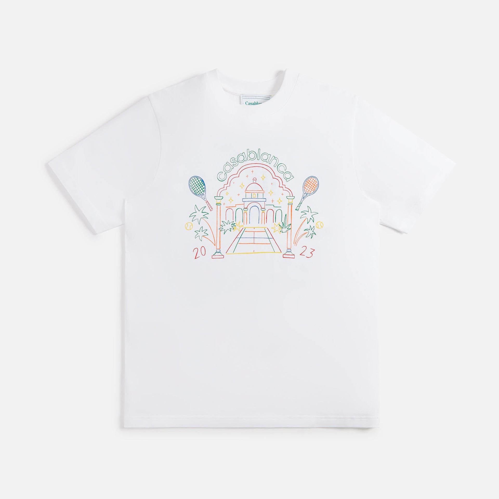 Casablanca Rainbow Crayon Temple Screen Printed Tee - White