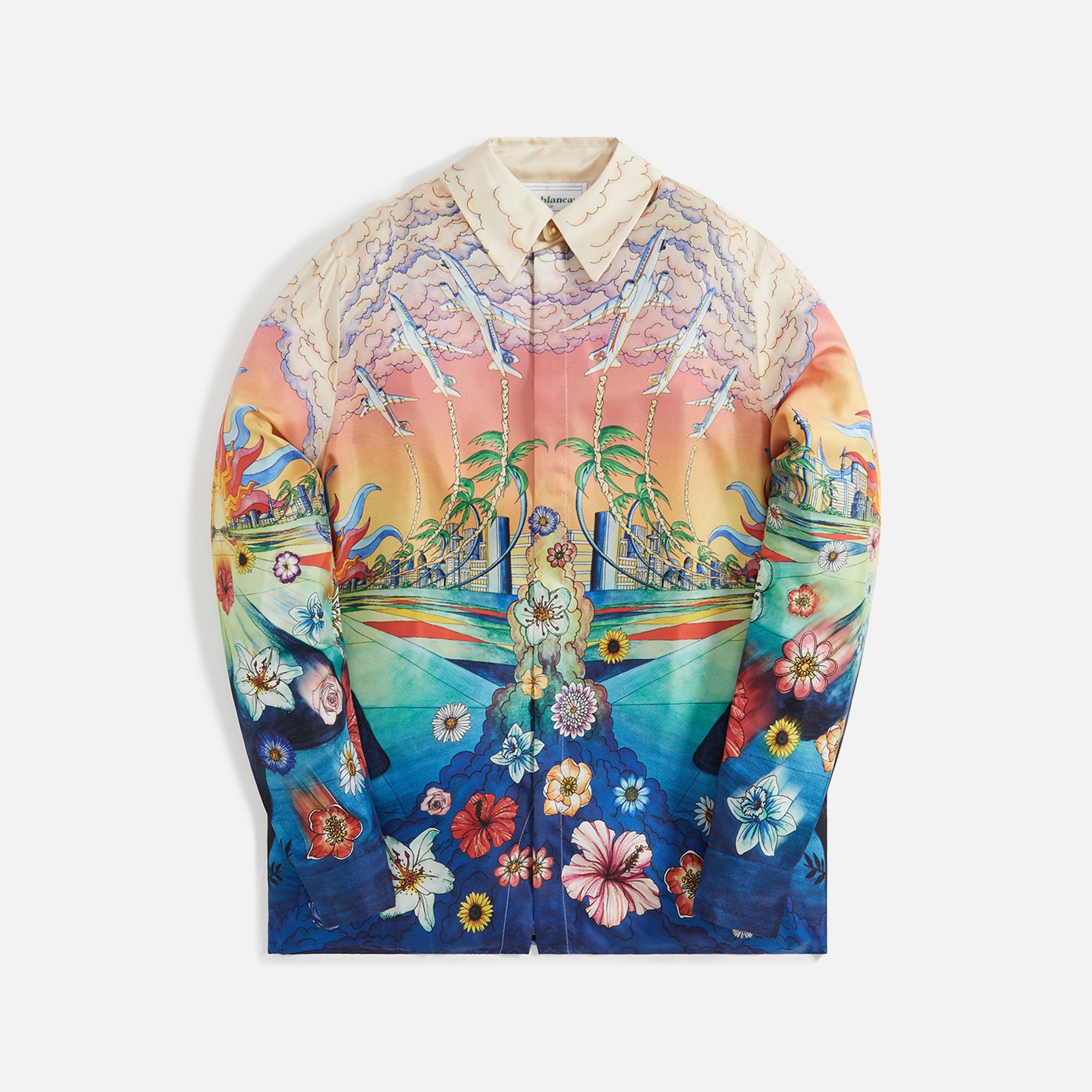 Casablanca L'Envol Long Sleeve Silk Shirt Twill - Multi