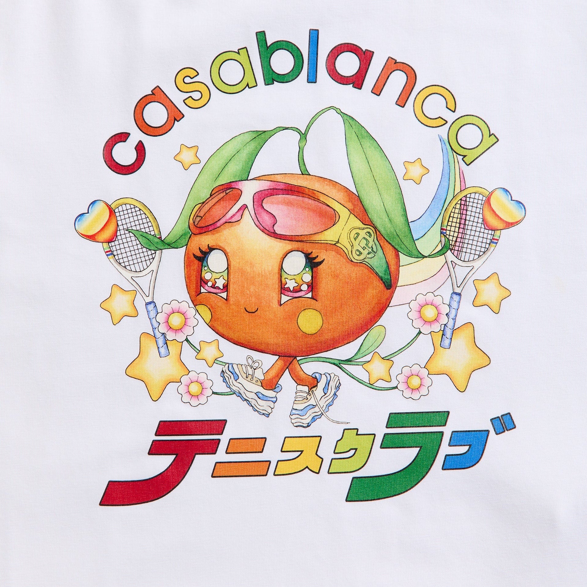 Casablanca Orange Mascot Printed Cropped Baby Tee - White
