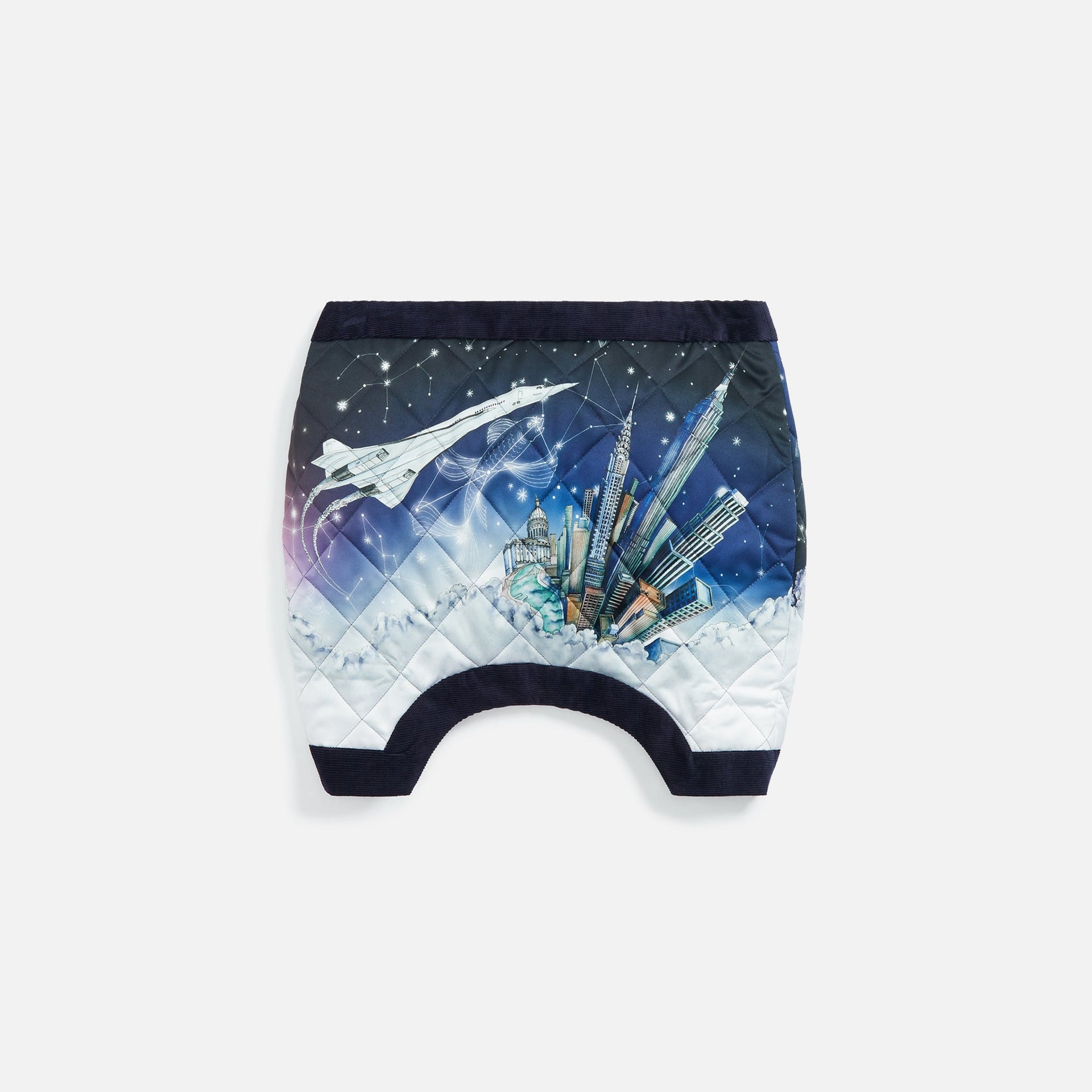 Casablanca Quilted Curved Hem Mini Skirt - Vol de Nuit