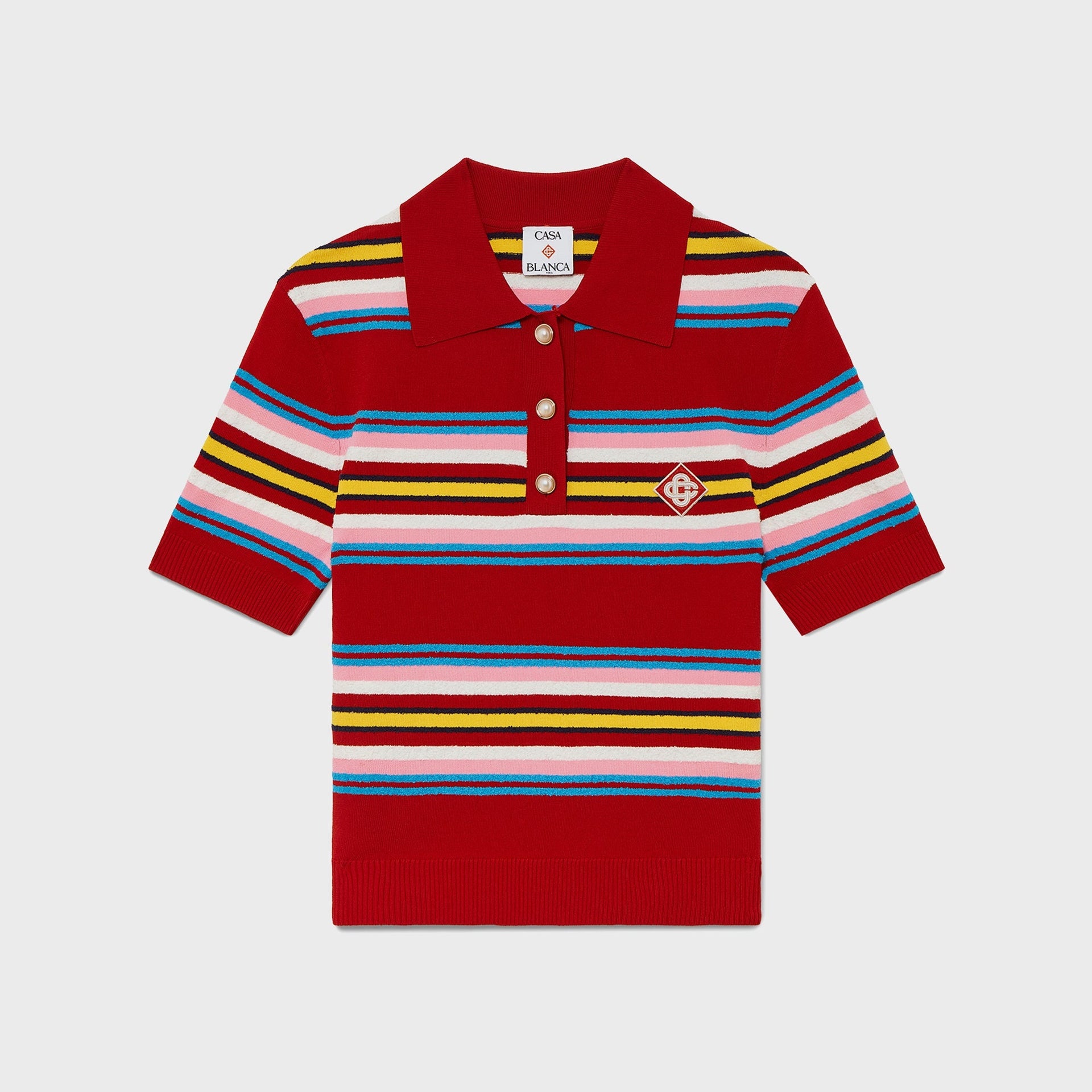 Casablanca Striped Polo - Multi Dark Red