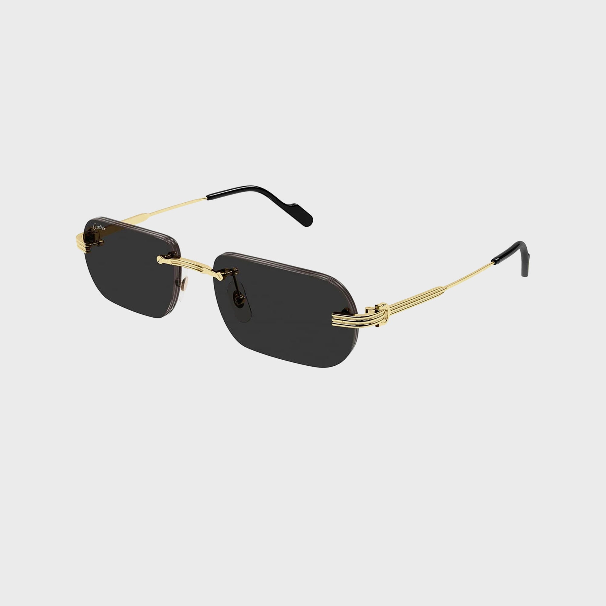 CARTIER Gold and Black Square Sunglasses CARTIER EYEWEAR Panthère rectangle-frame crystal-embellished  main image 2