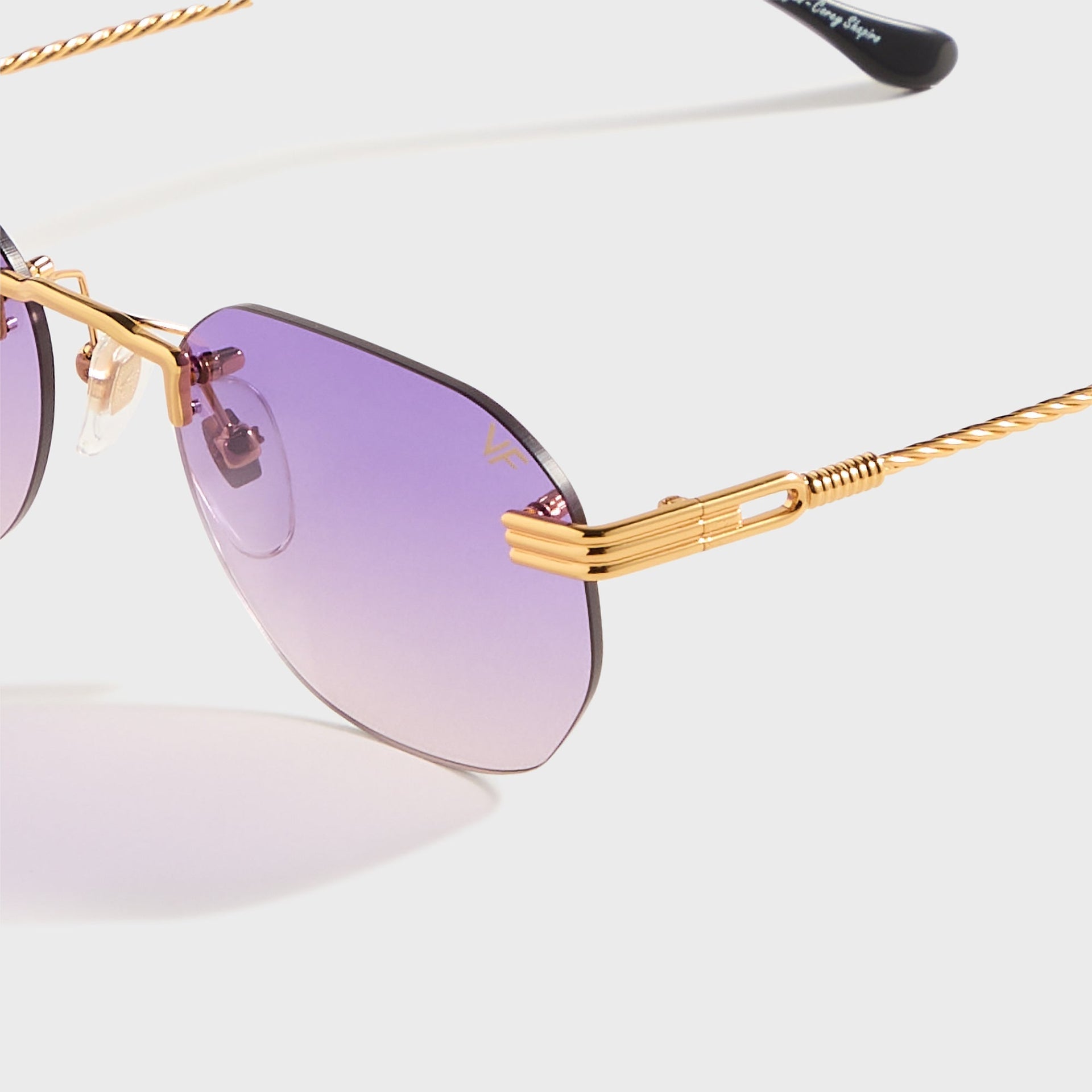 Vintage Frames Detroit Player Rimless Drill Mount 24KT - Gold / Purple Gradient