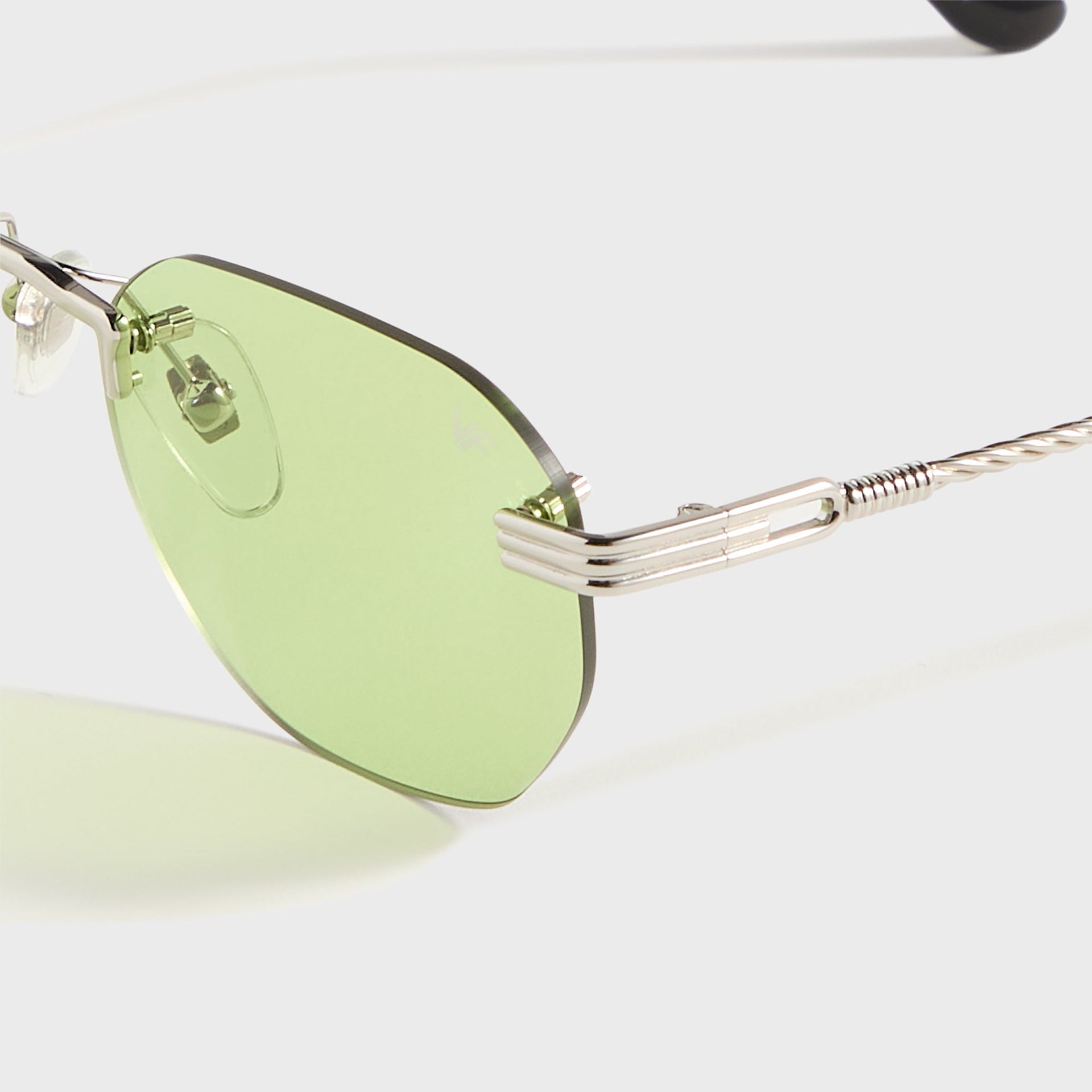 Vintage Frames Detroit Player Rimless Drill Mount 24KT - White Gold / Lime Green