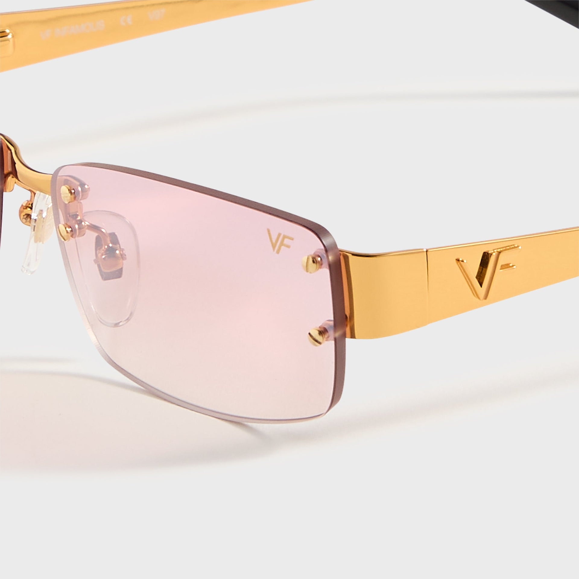 Vintage Frames Infamous Rimless Drill Mount 24KT - Gold / Nickel Pink