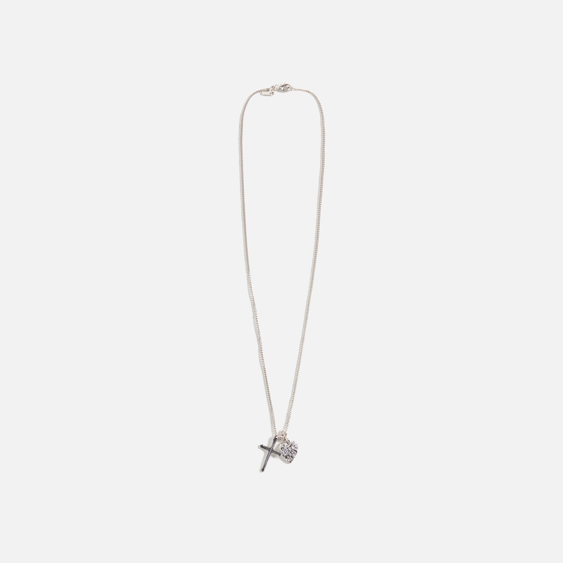 Emanuele Bicocchi Cross and Arabesque Heart Pendant - Silver