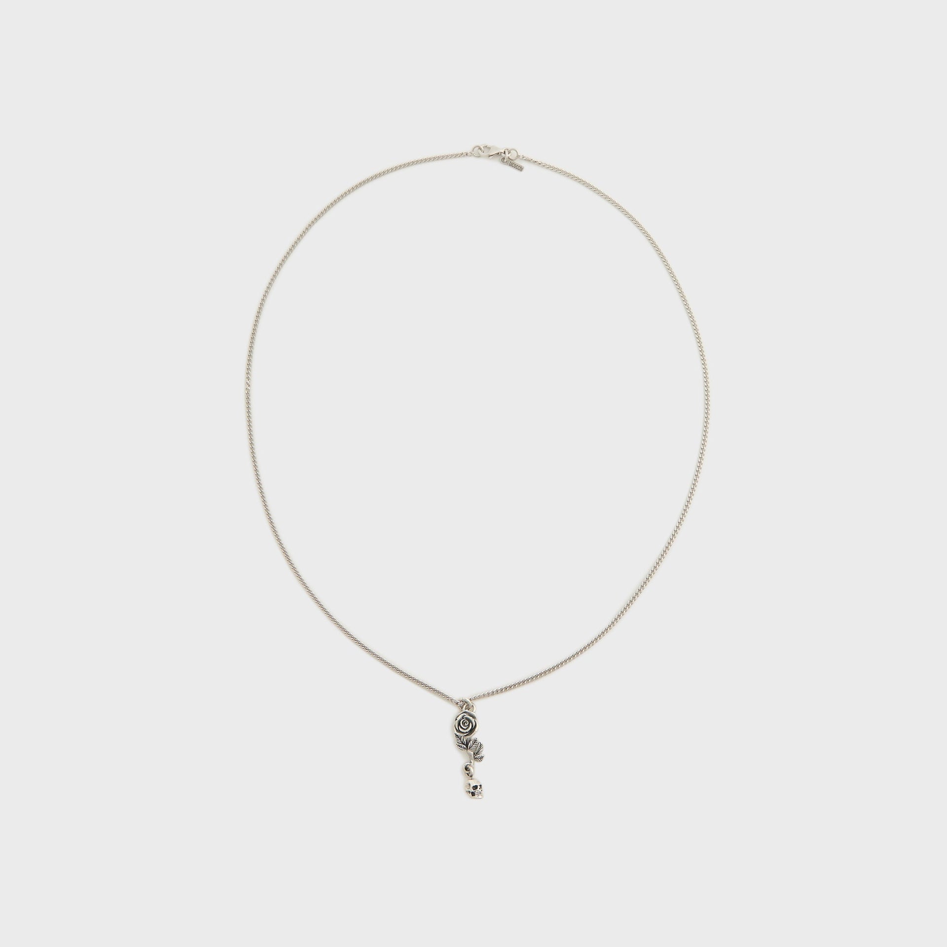 Emanuele Bicocchi Rose And Skull Pendant Necklace - Silver