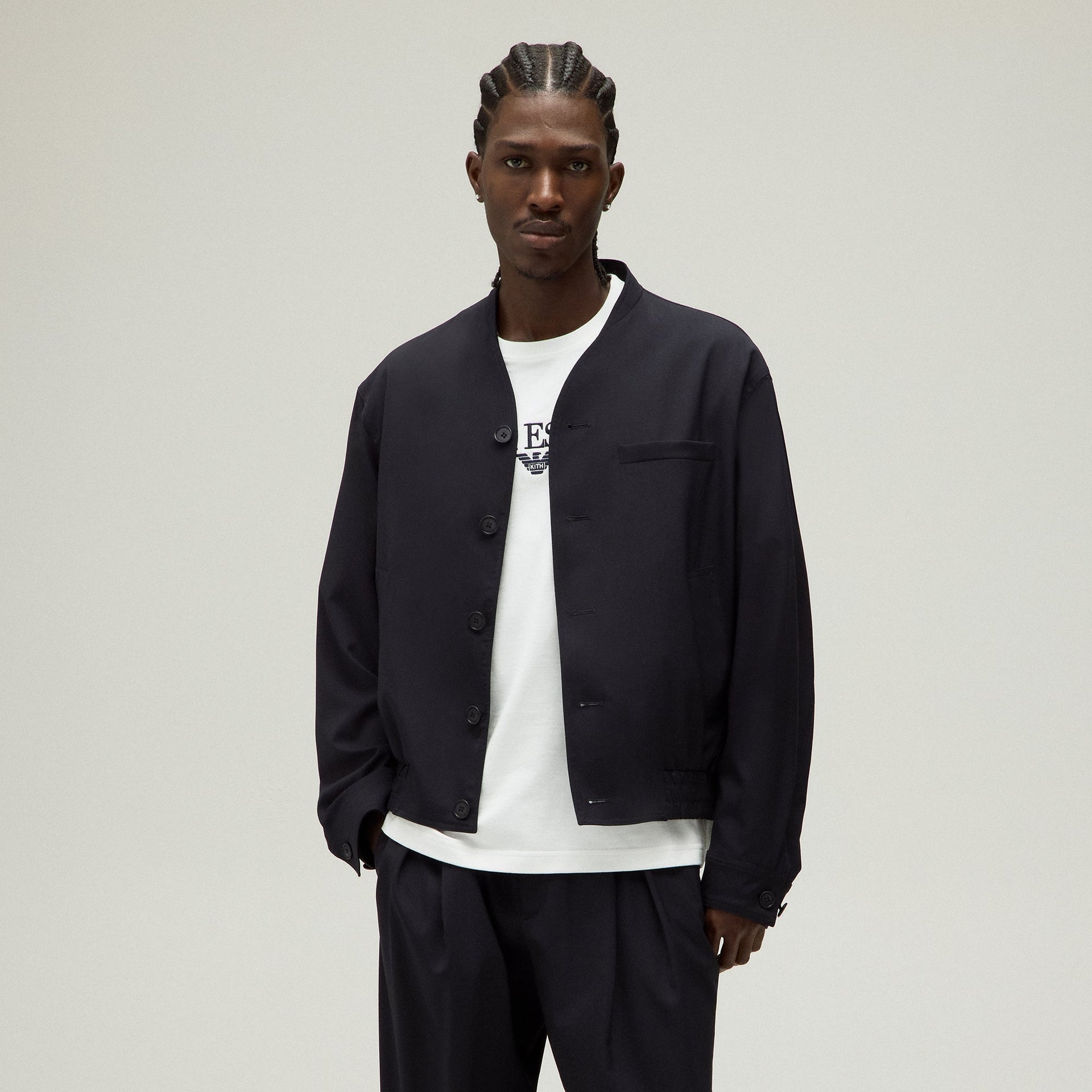 Giorgio Armani & Kith Collarless Bomber Jacket - Admiral