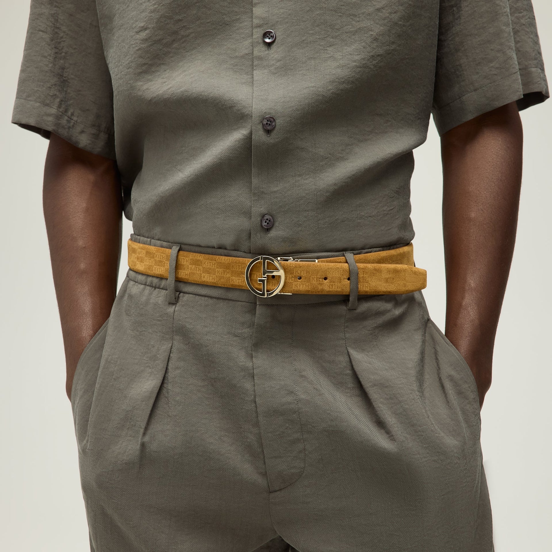 Giorgio Armani & Kith Reversible Suede Belt - Tan
