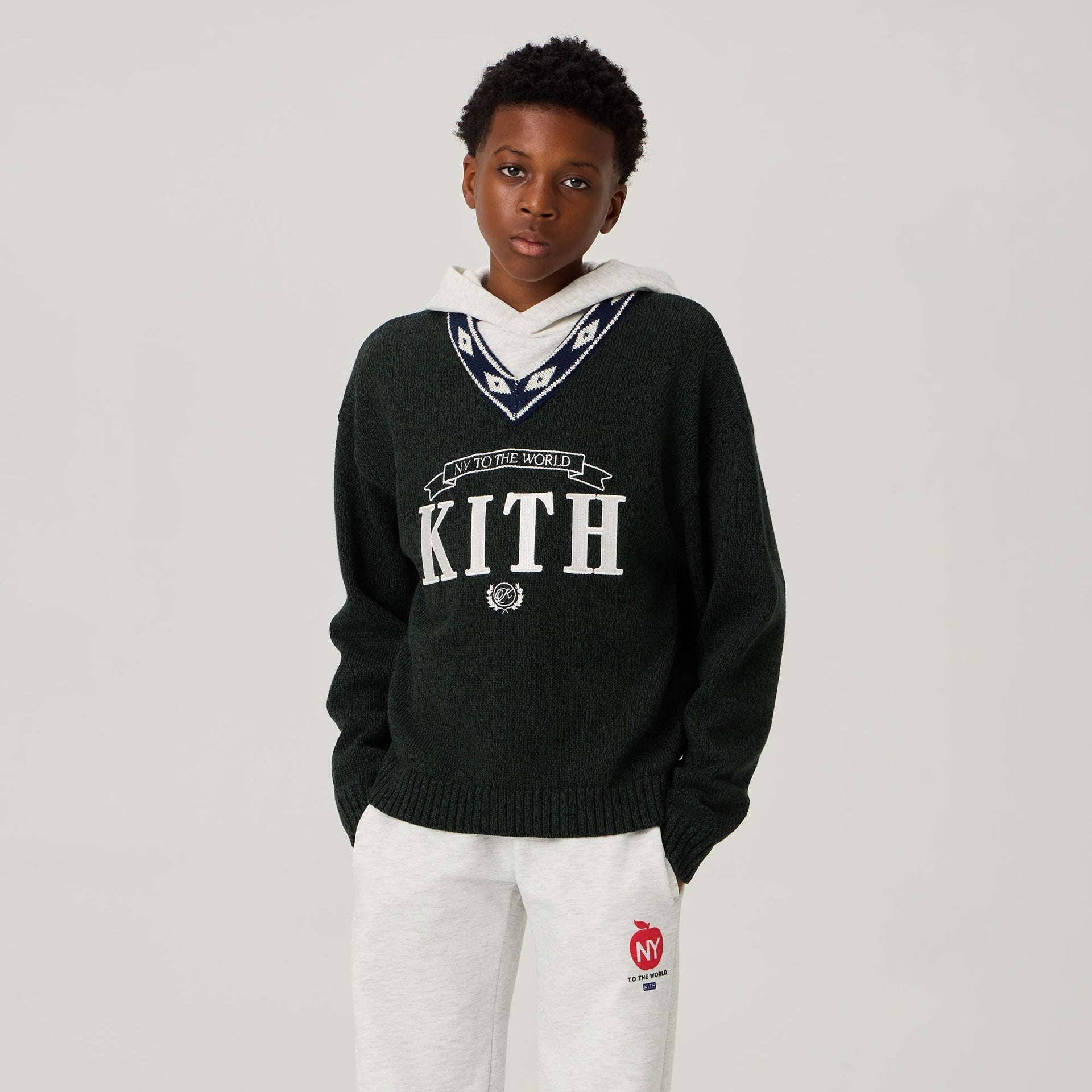 Kith Kids Knit Combo Lewis V-Neck - Stadium