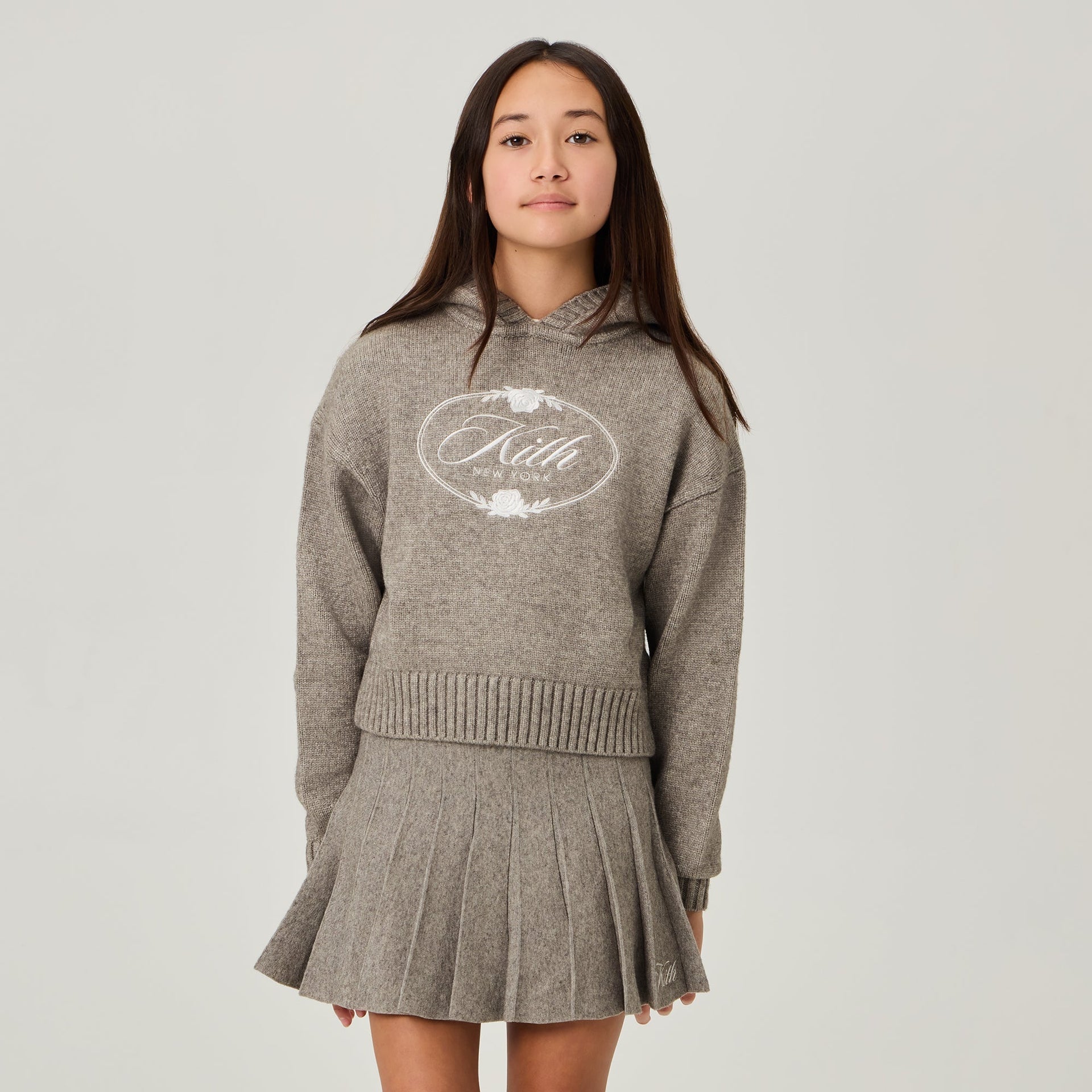 Kith Kids Cropped Celyse Sweater Hoodie - Graphite