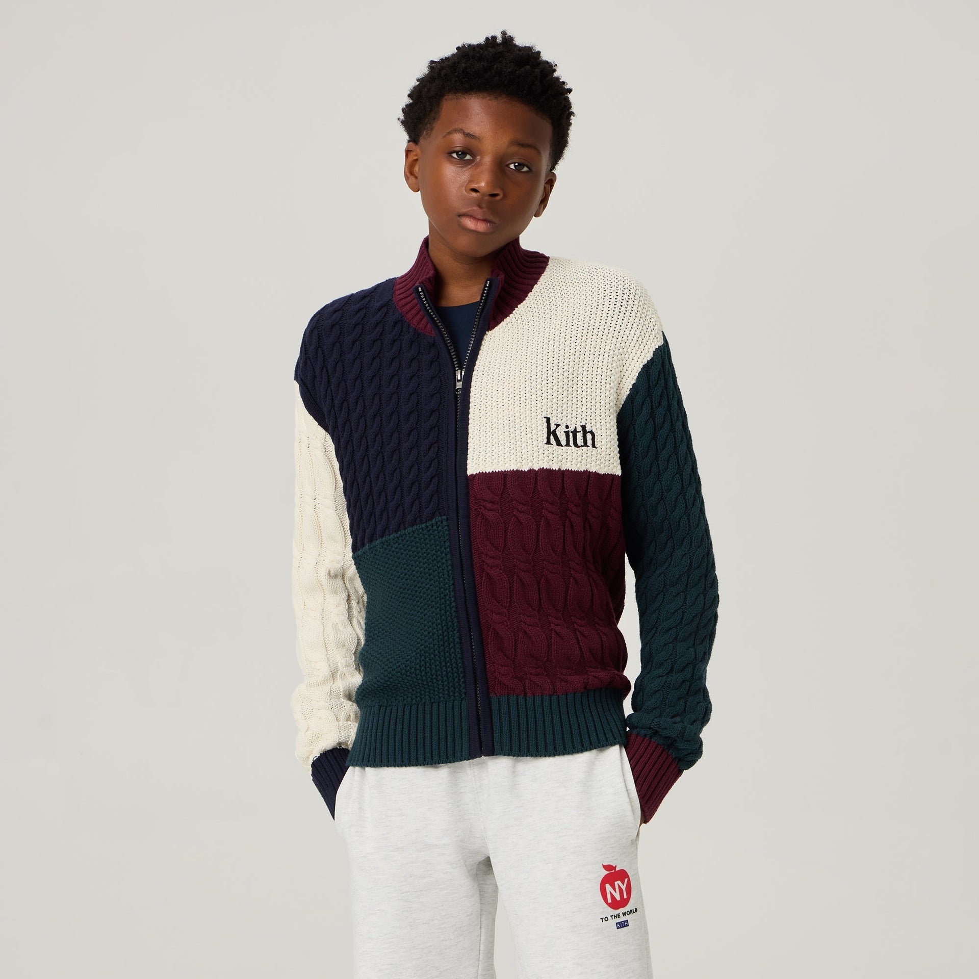 Kith Kids Color-Block Wyona Full Zip Sweater - Stadium