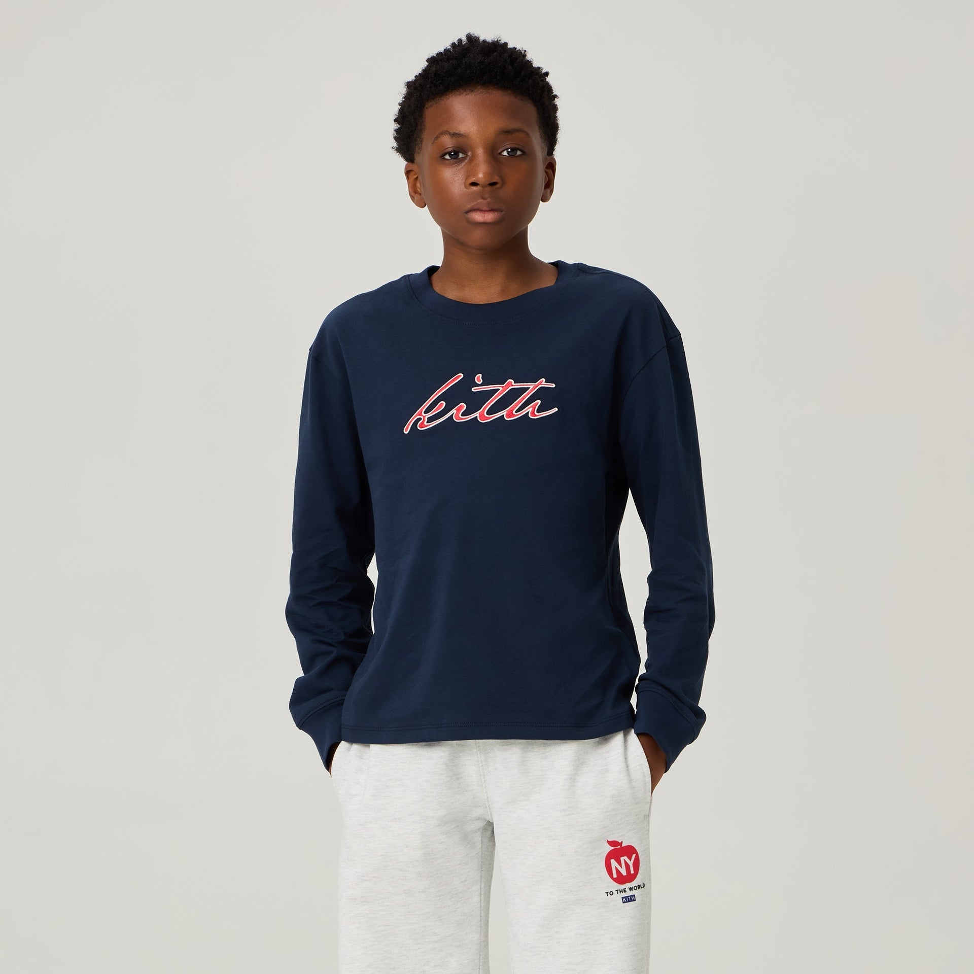 Kith Kids Signature Logo Long Sleeve Tee - Nocturnal