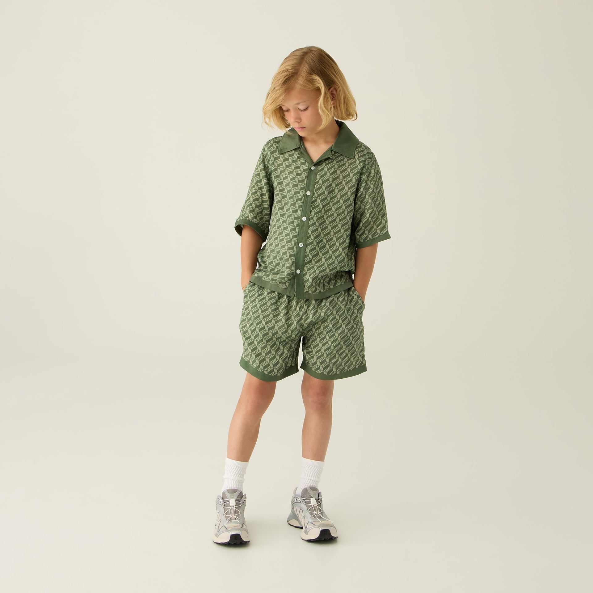 Kith Kids Monogram Thompson Camp Shirt - Spear