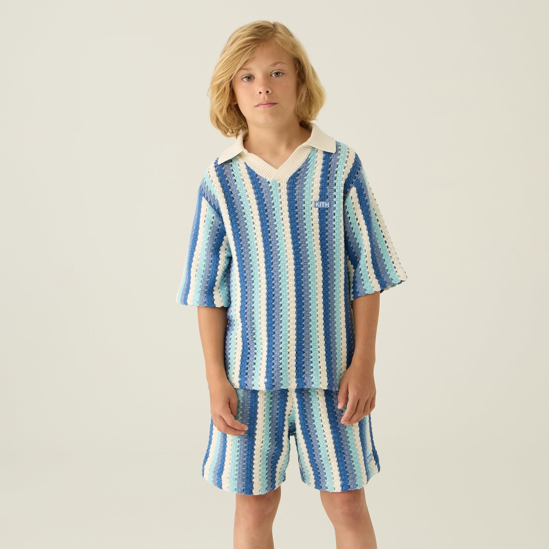 Kith Kids Open Knit Camp Short - Blue Skies