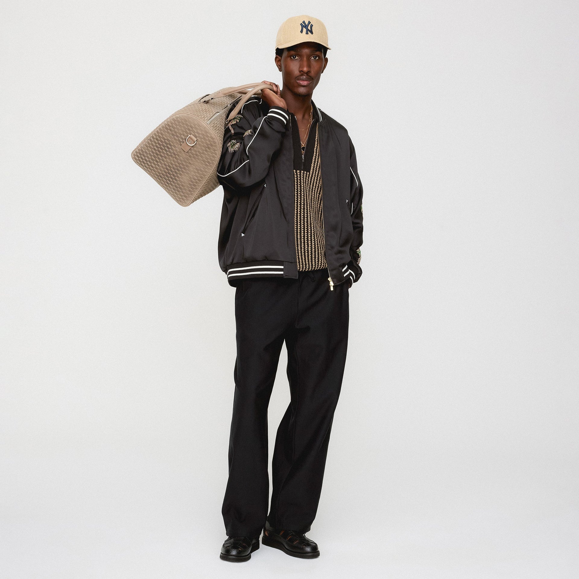 &Kin Vance Satin Bomber Jacket - Black