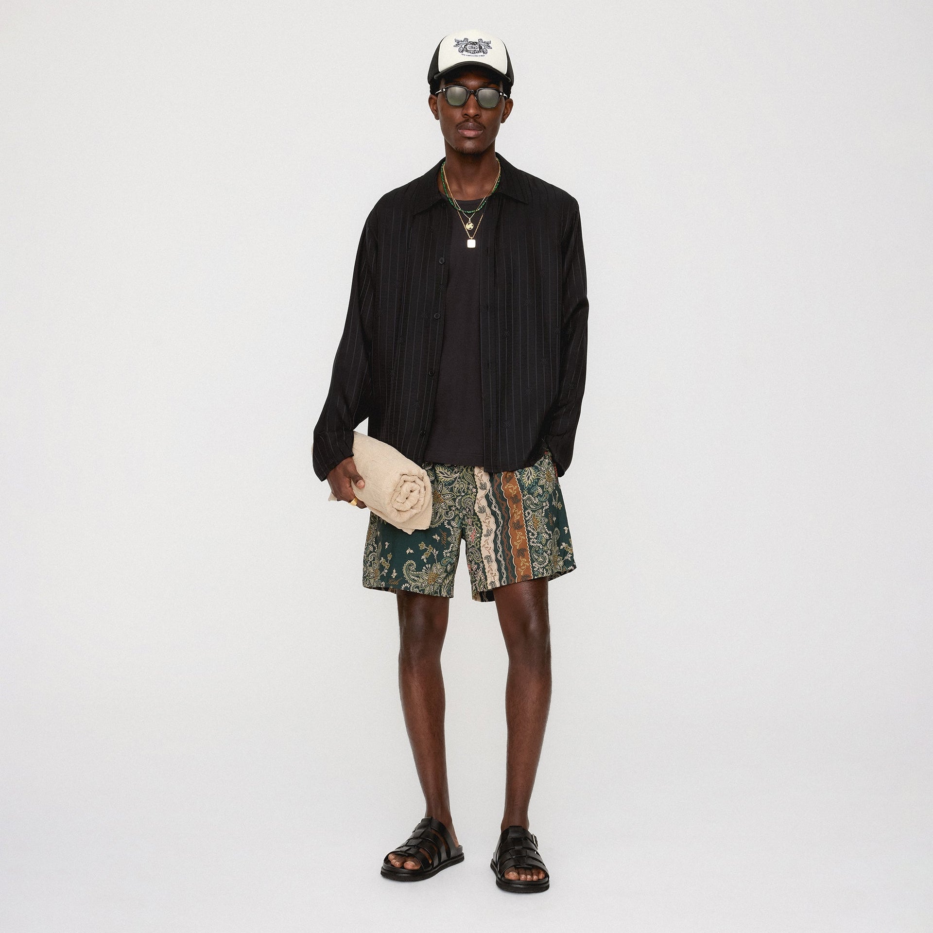 Kith Crest Logo Boxy Collared Overshirt - Black