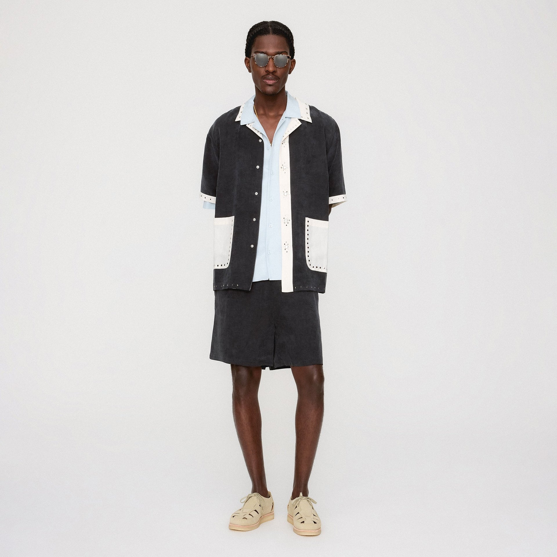 &Kin Sawyer Short Sleeve Camp Collar Shirt - Black