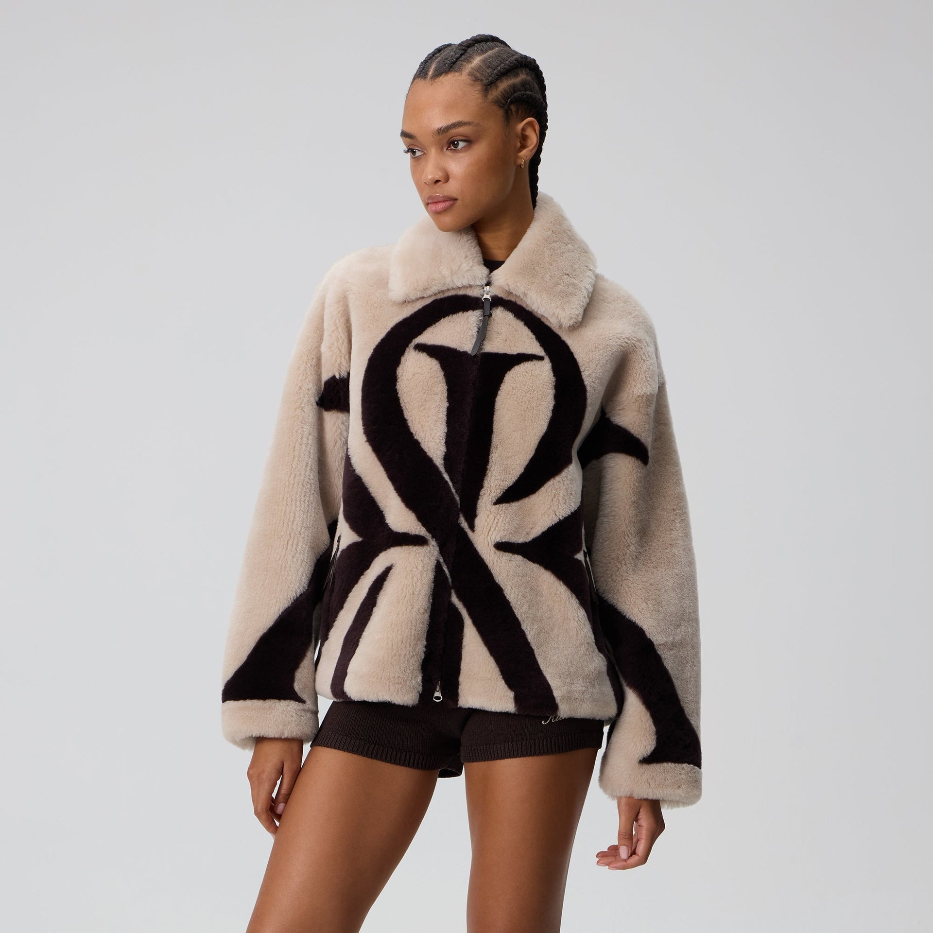 Kith Women Waylon II Shearling Crest Jacket - Waffle