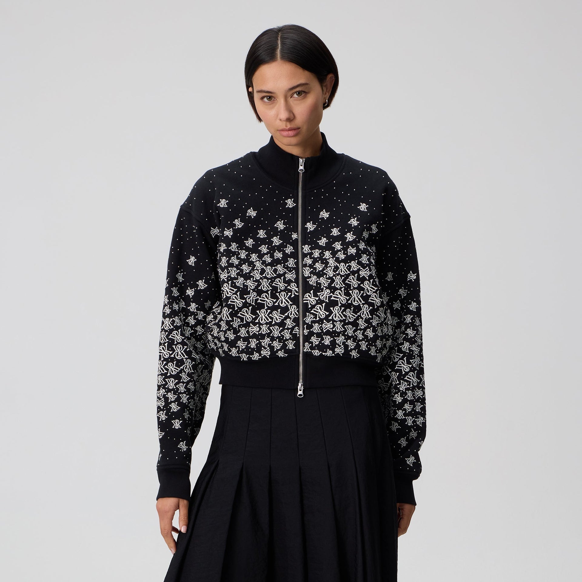 Kith Women Cropped Wyler Falling Crest Jacket - Black - PH