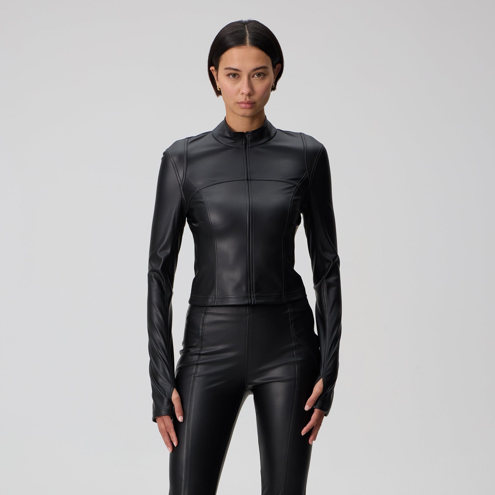 Kith Women Nita Faux Leather Zip Long Sleeve - Black - PH