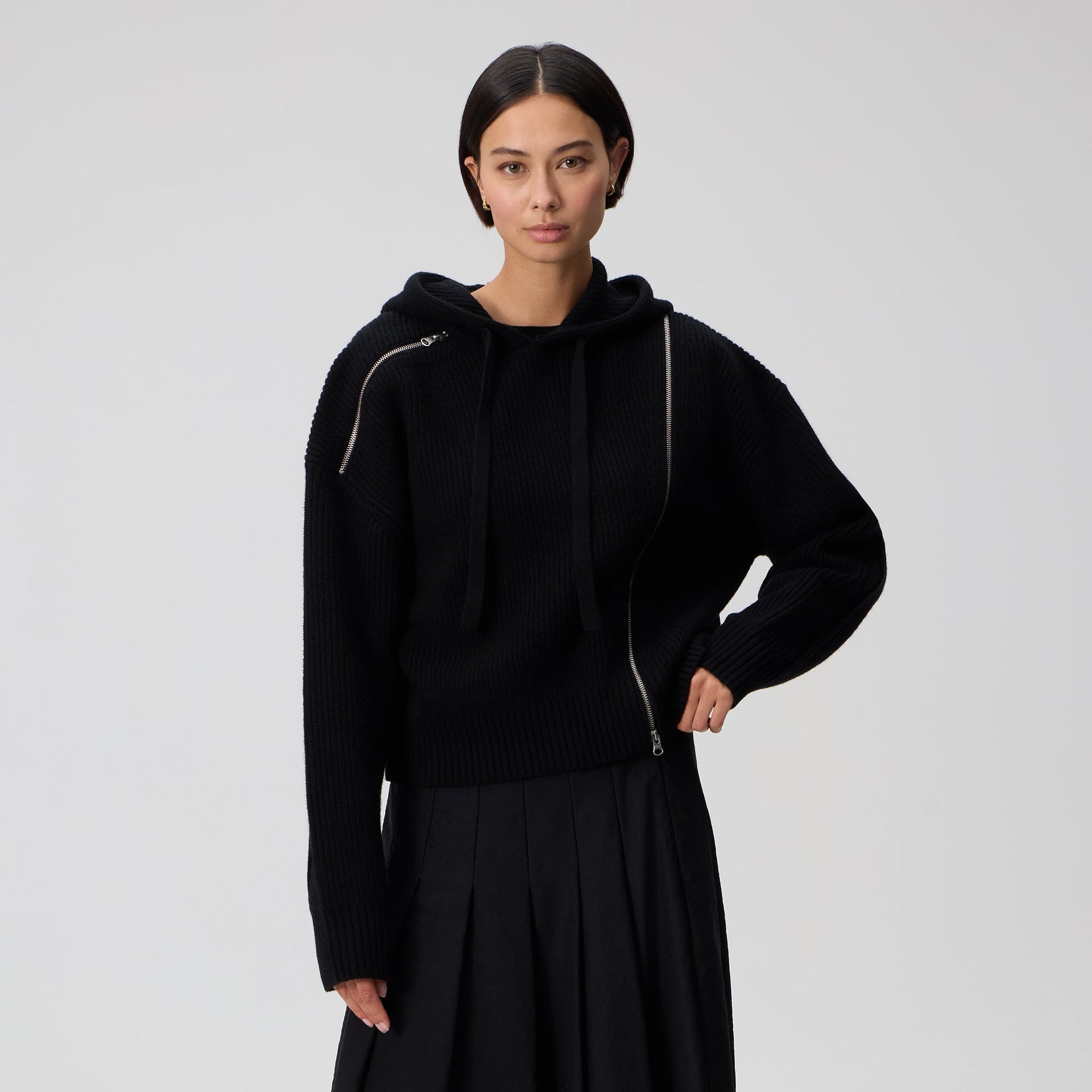 Kith Women Juni Zipper Sweater Hoodie - Black - PH