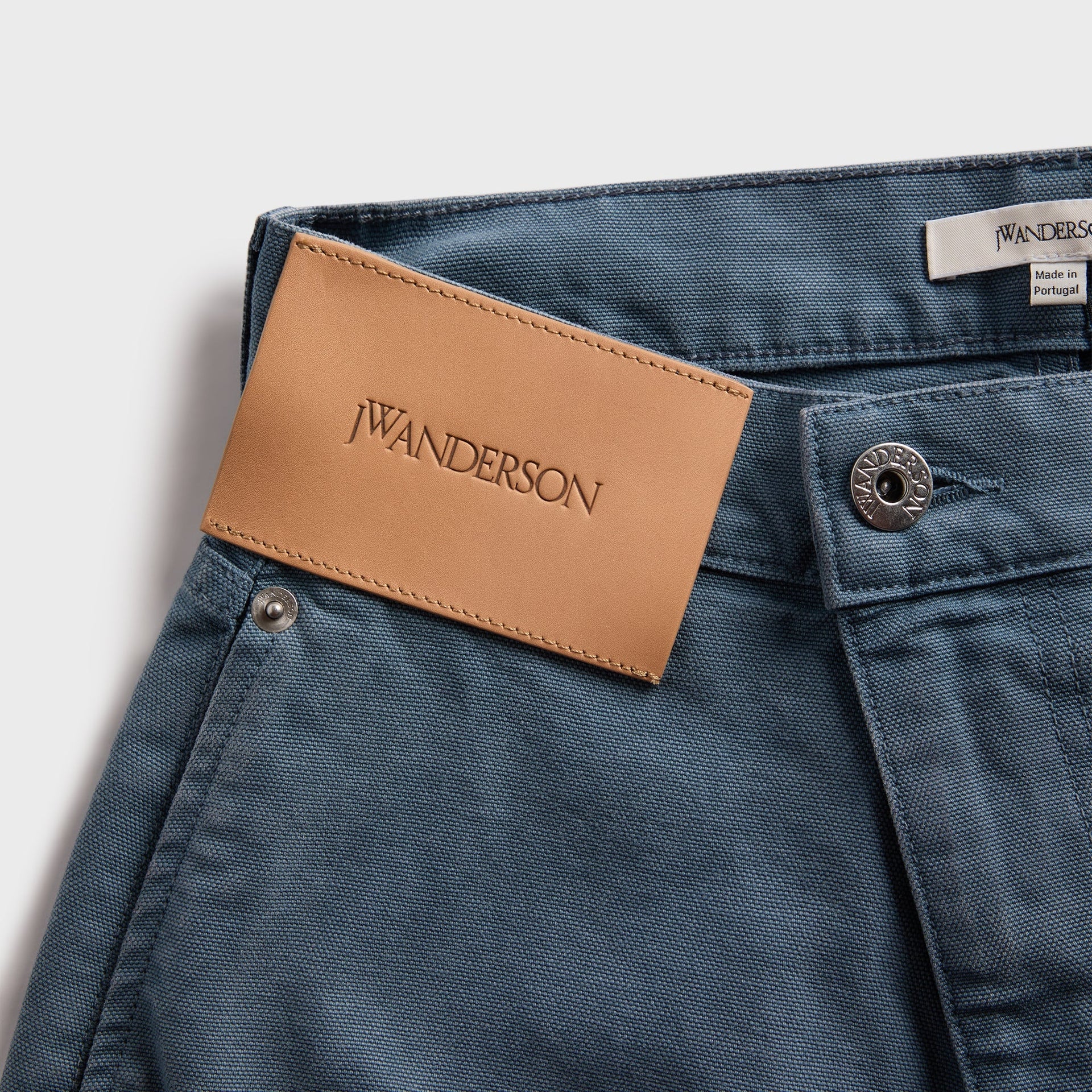 JW Anderson Twisted Workwear Trousers in Steel Blue