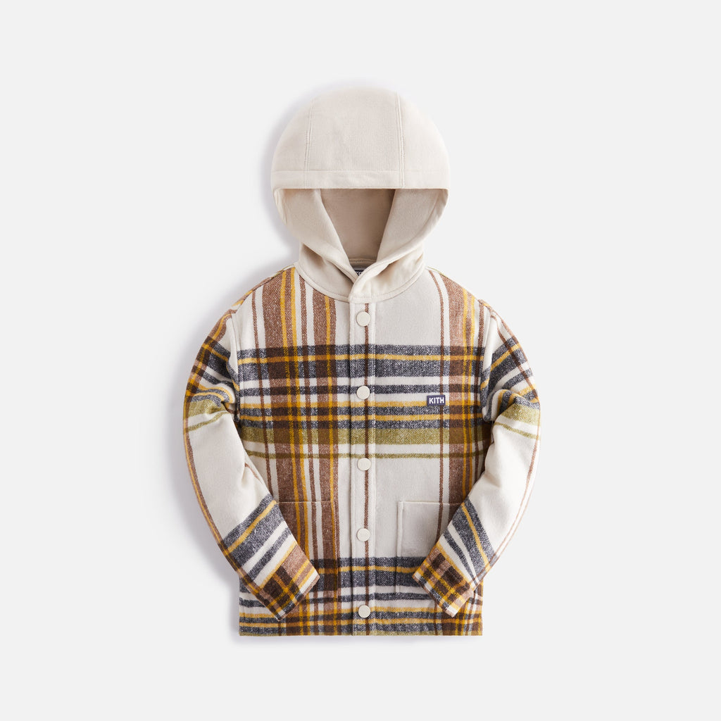 Kith Kids Plaid Overshirt Hoodie - Sandrift – Kith Europe