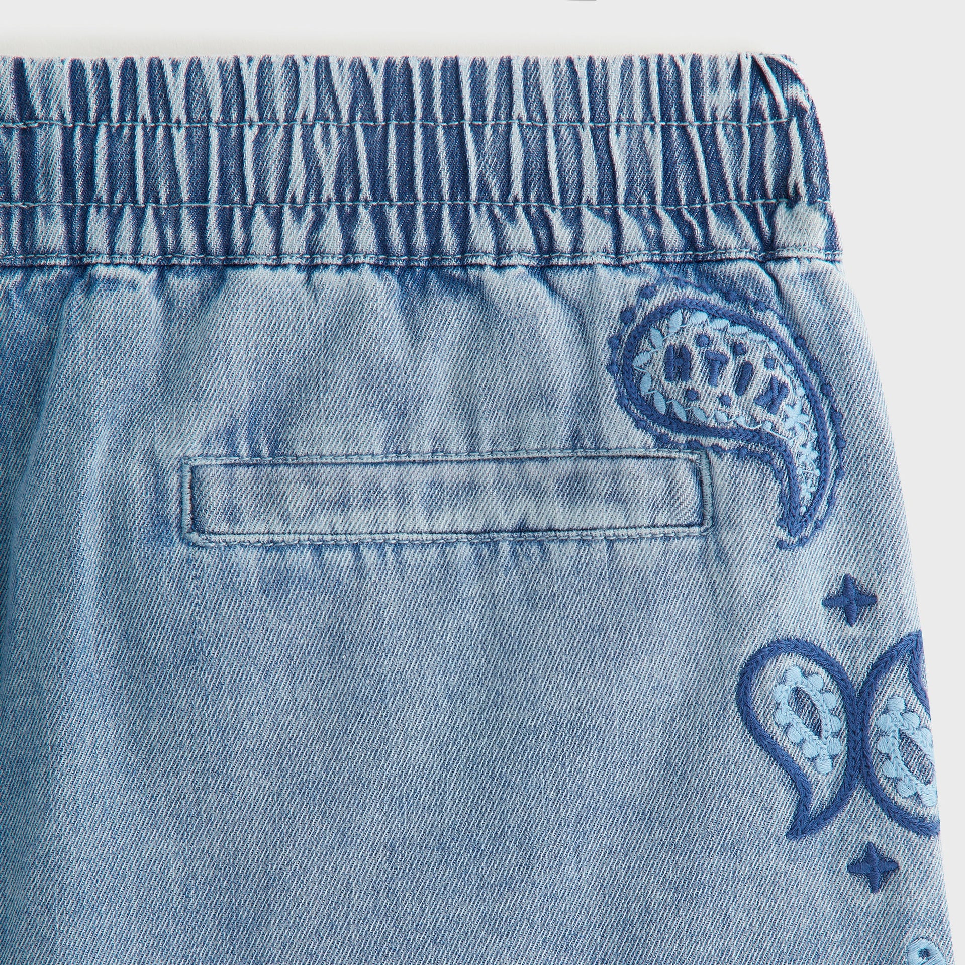 Kith Kids Floral Paisley Chambray Apollo Short - Kent Light Wash