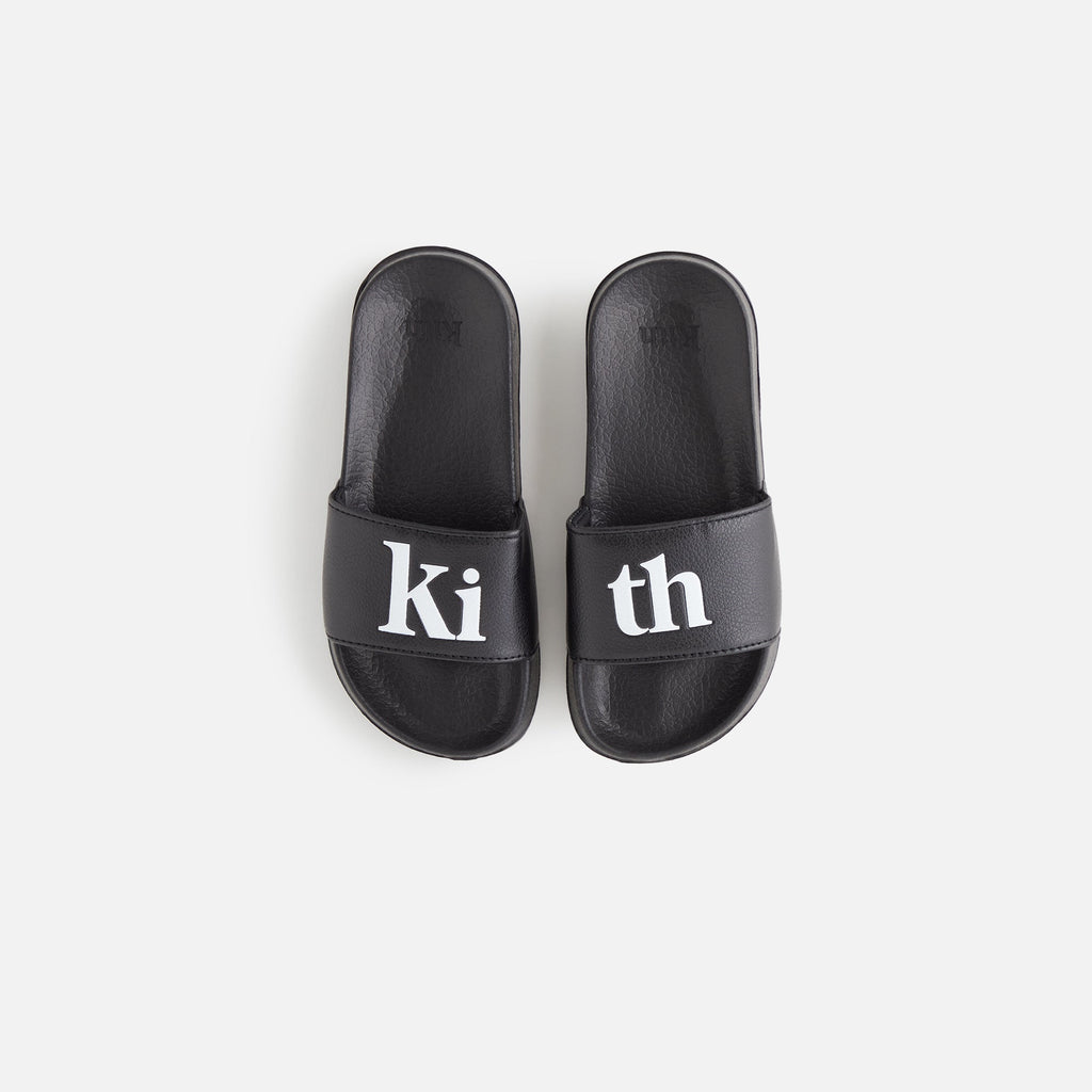 Kith Kids Serif Logo Slides - Black – Kith Europe