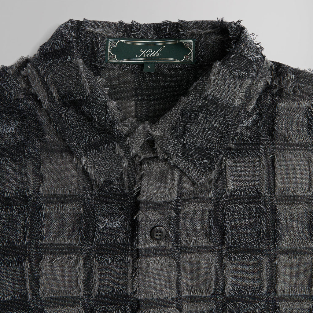 Kith Fils Coupe Check Long Sleeves Boxy Collared Overshirt - Black