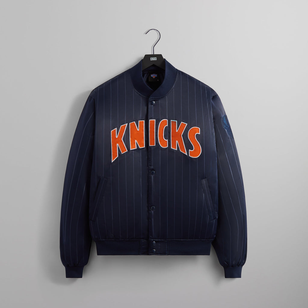 Kith for the New York Knicks Pinstripe Satin Bomber Jacket 