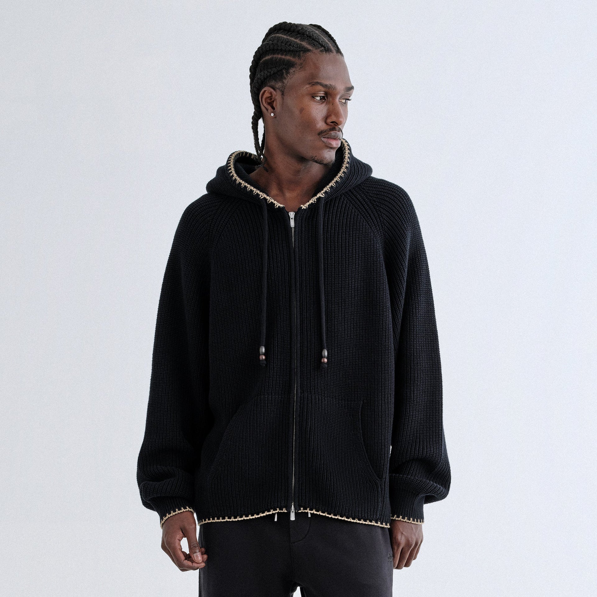 Kith Full Zip Miles Knit Hoodie - Black