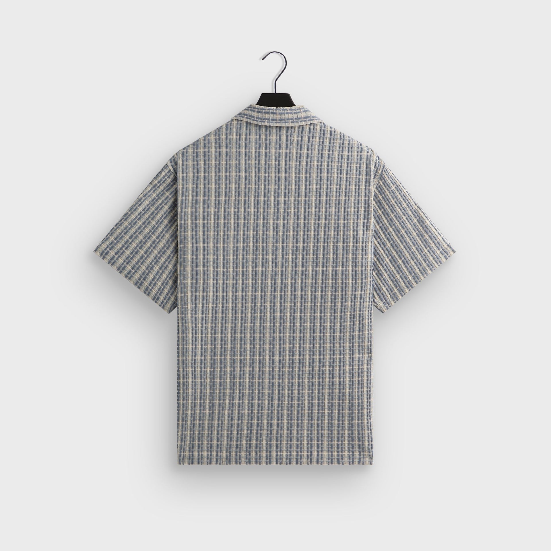 Kith Bubble Check Short Sleeve Boxy Collared Overshirt - Light Indigo