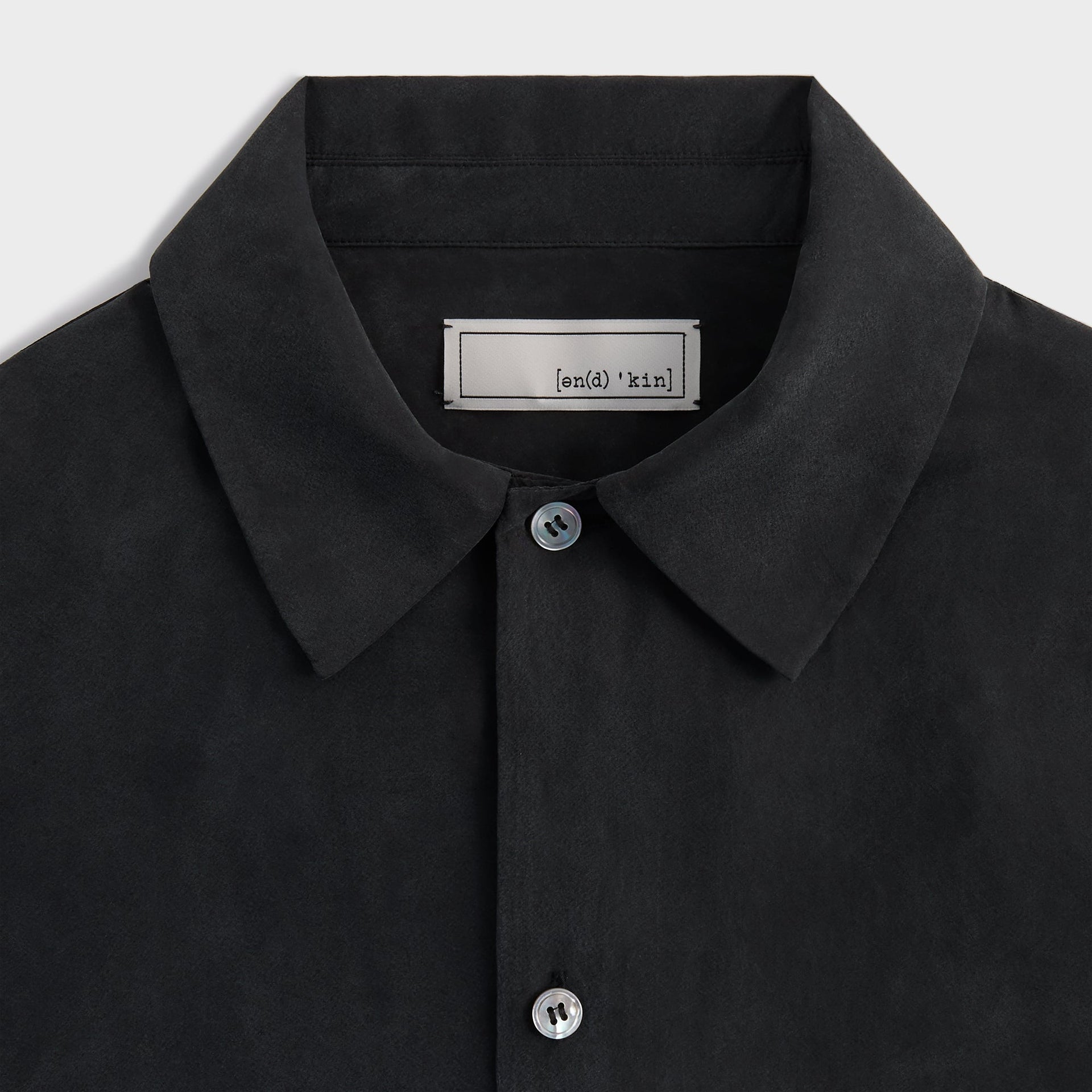 &Kin Silk Habotai Beckham Buttondown - Black