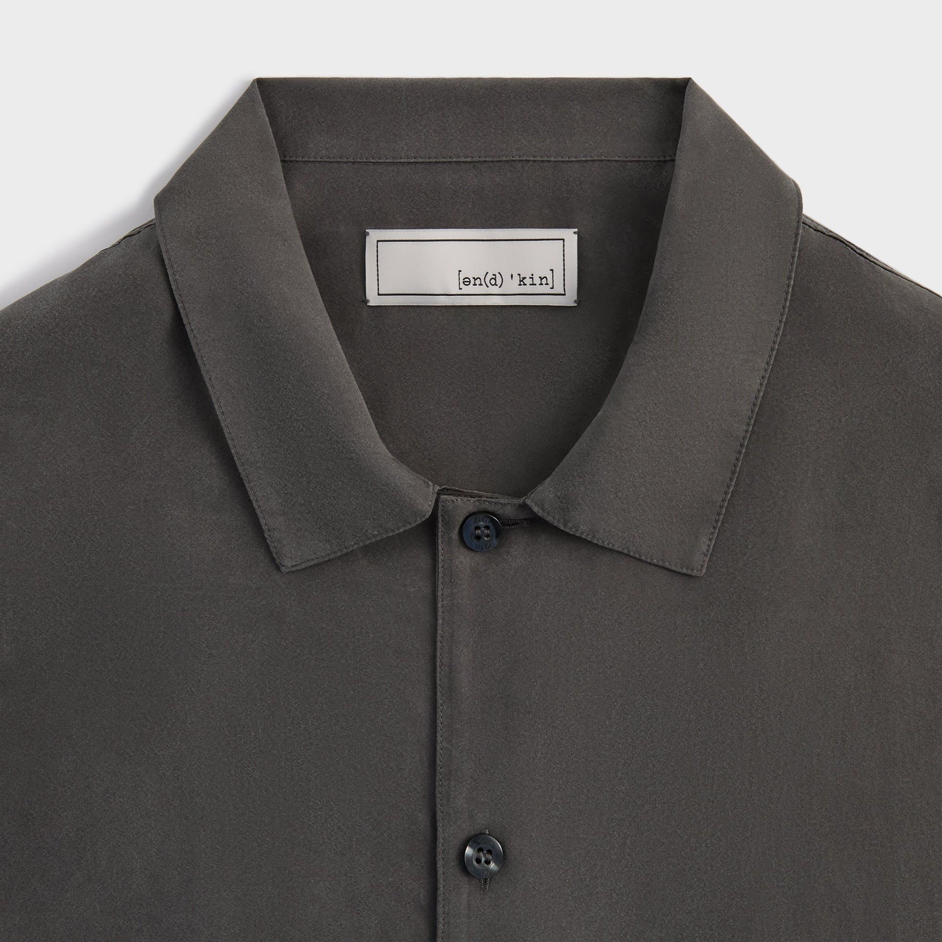&Kin Silk Habotai Short Sleeve Reade Shirt -  Somber