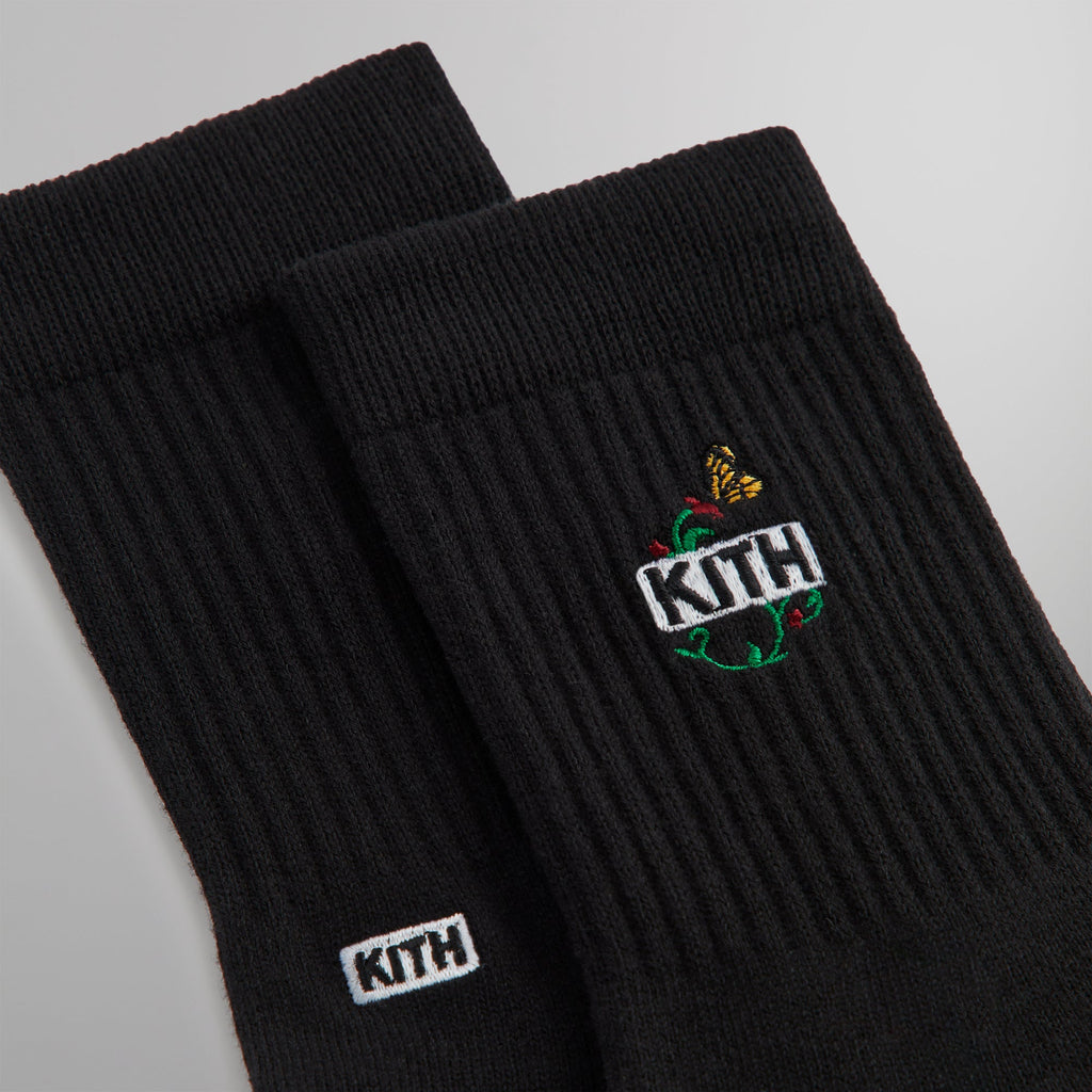 Kith Butterfly Box Logo Mid Crew Socks Black Kith Europe