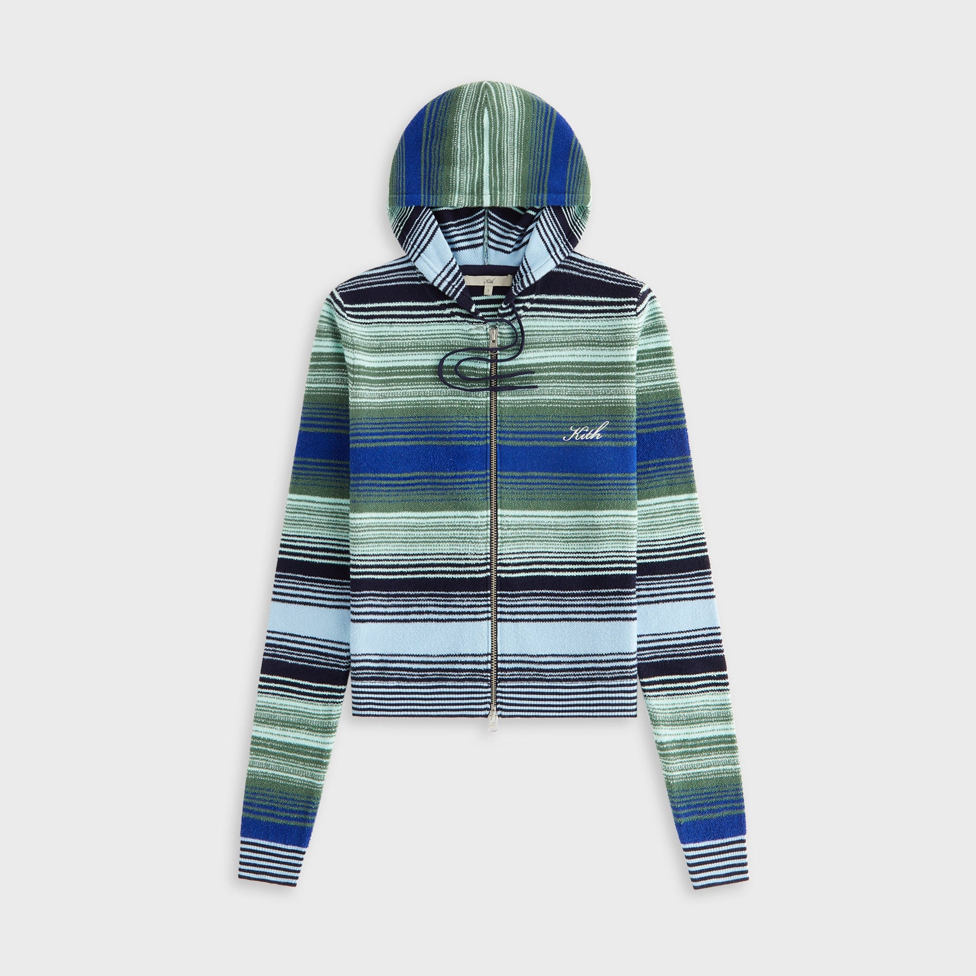 Kith Women Adley Shrunken Multi Sweater Hoodie - Celeste