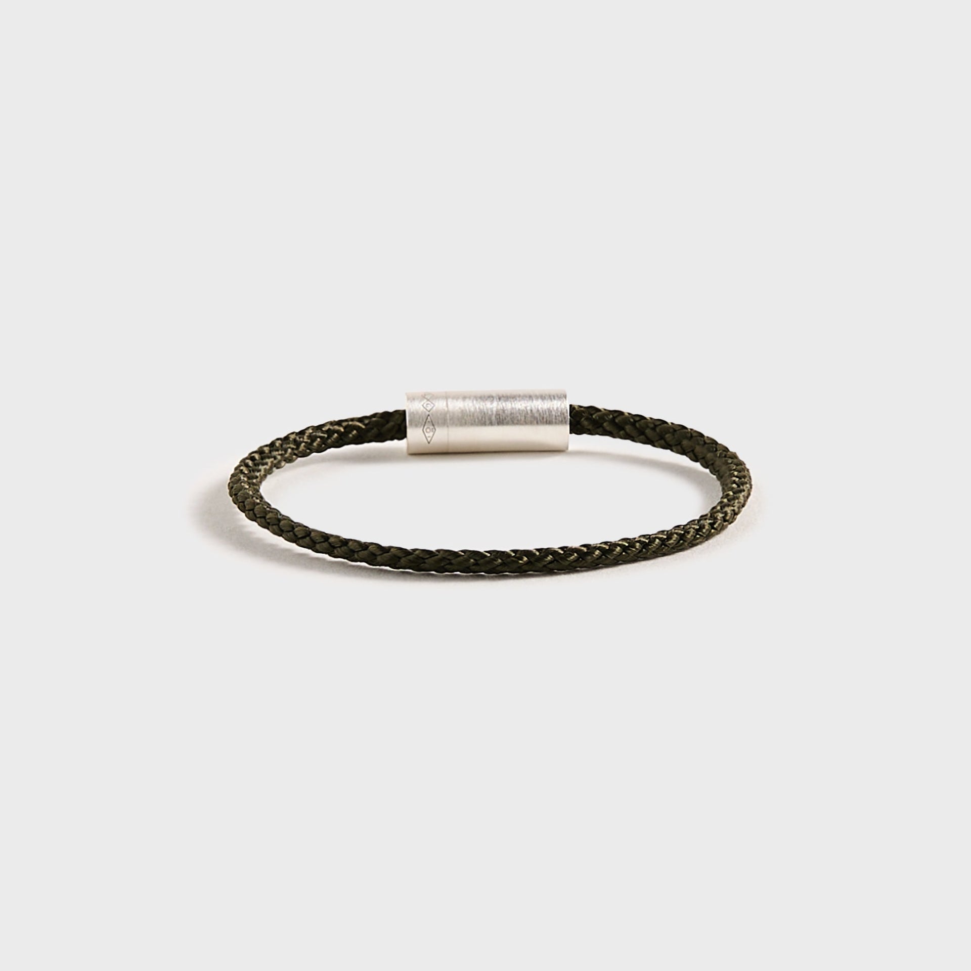 Le Gramme 7g Brushed Khaki Nato Cable Bracelet - Silver / Khaki